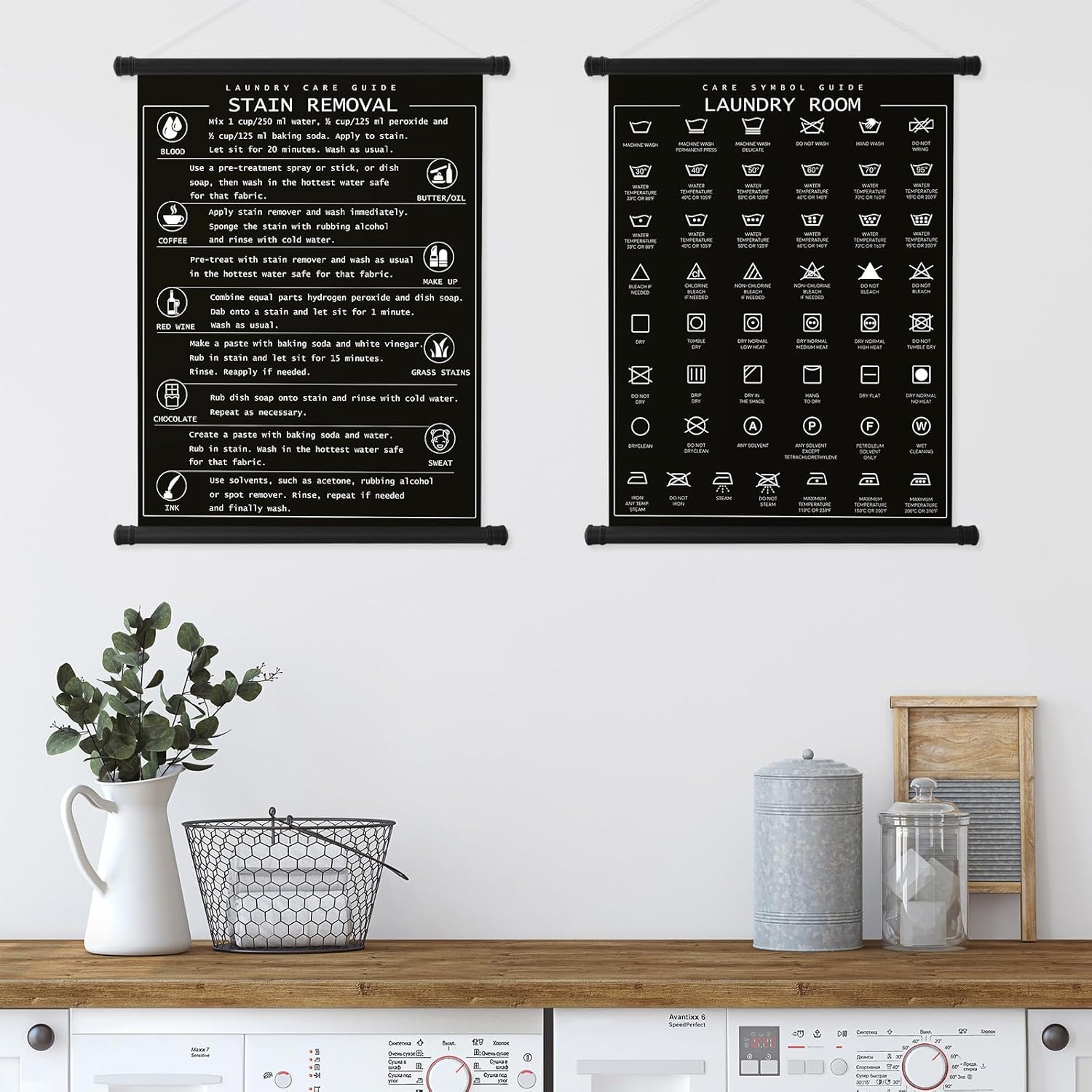 Gersoniel Laundry Room Decor Symbols Wall Art