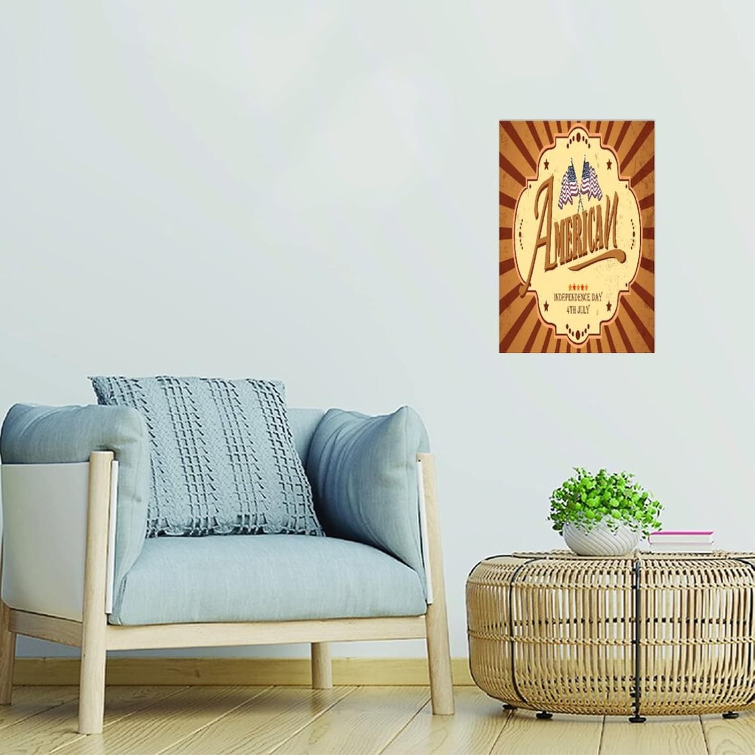 American Patriotic 4th of July USA Flag Wooden Plaque Sign
