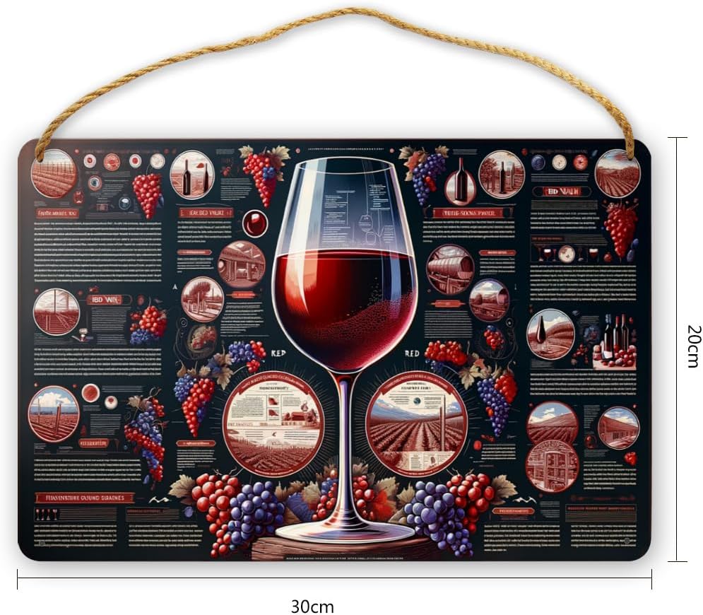 Sommeliers Choice Red Wine Guide Wooden Wall Sign