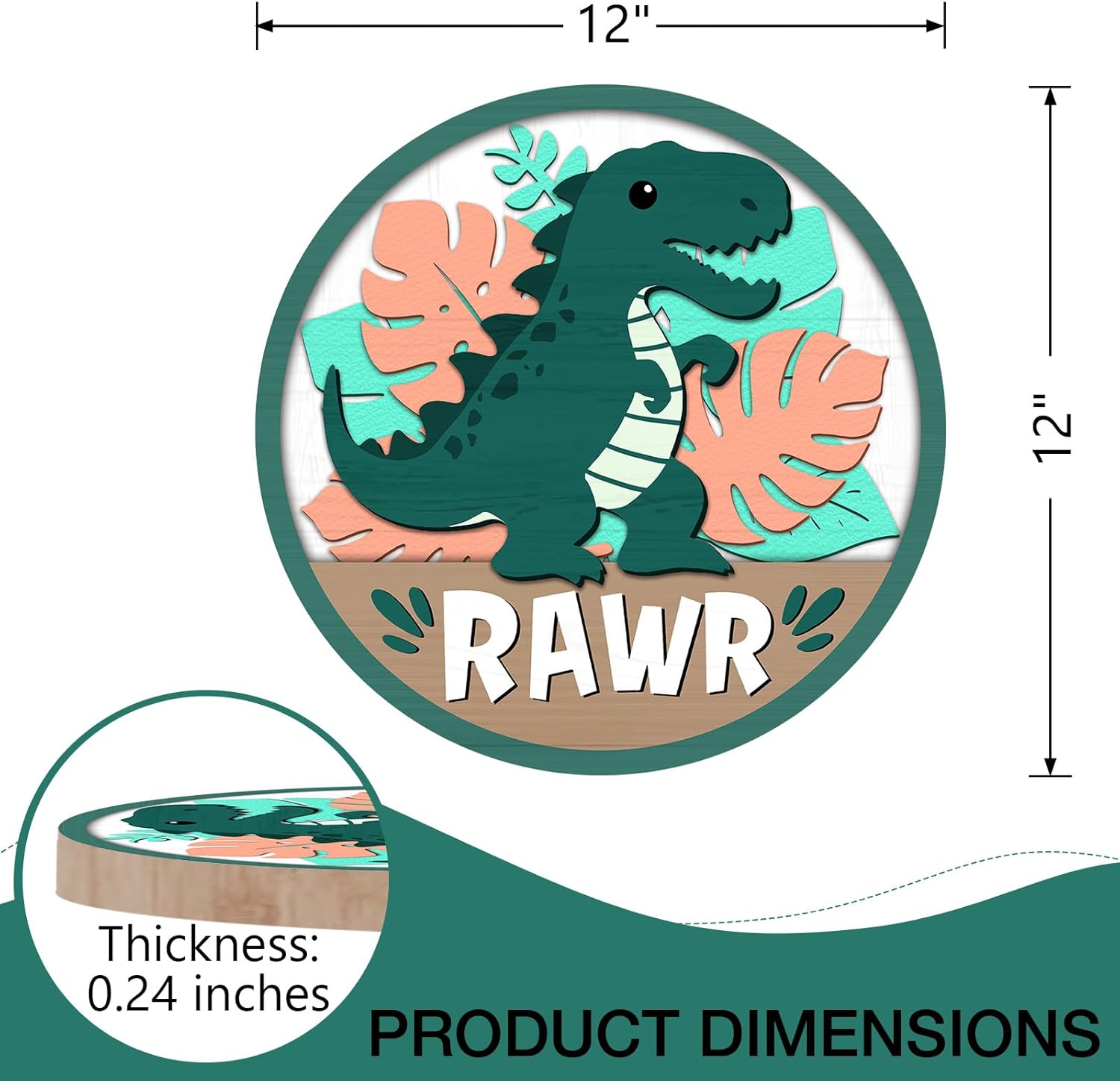 Deroro Dinosaur Rawr Front Door Sign Decor