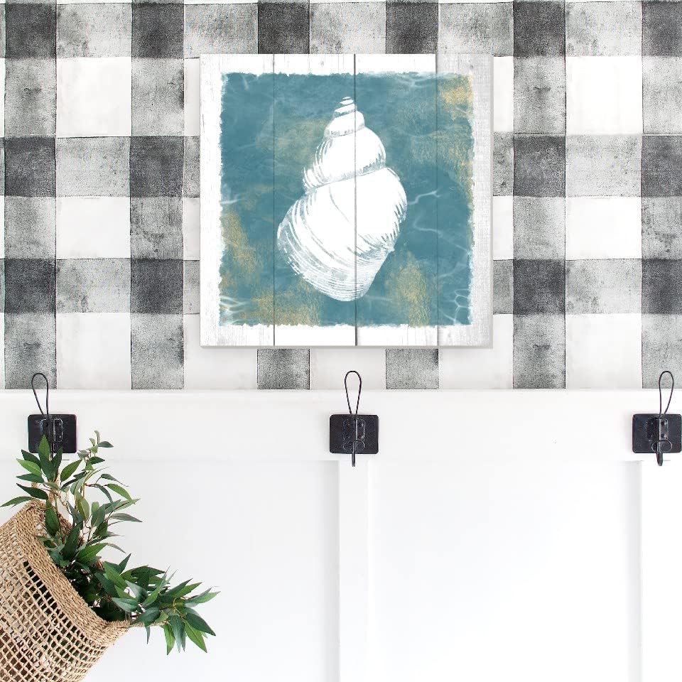 Seashell Beach Style Wood Wall Decor Sign 12x12