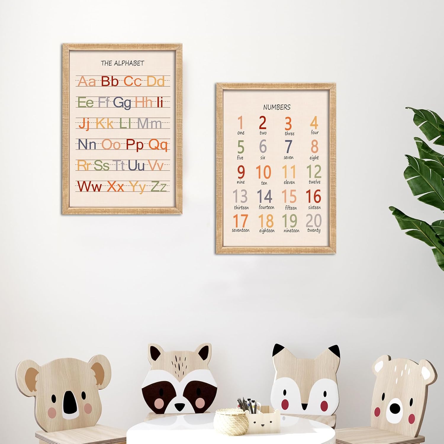 Cute Alphabet Numbers Framed Wall Art Set of 2 1