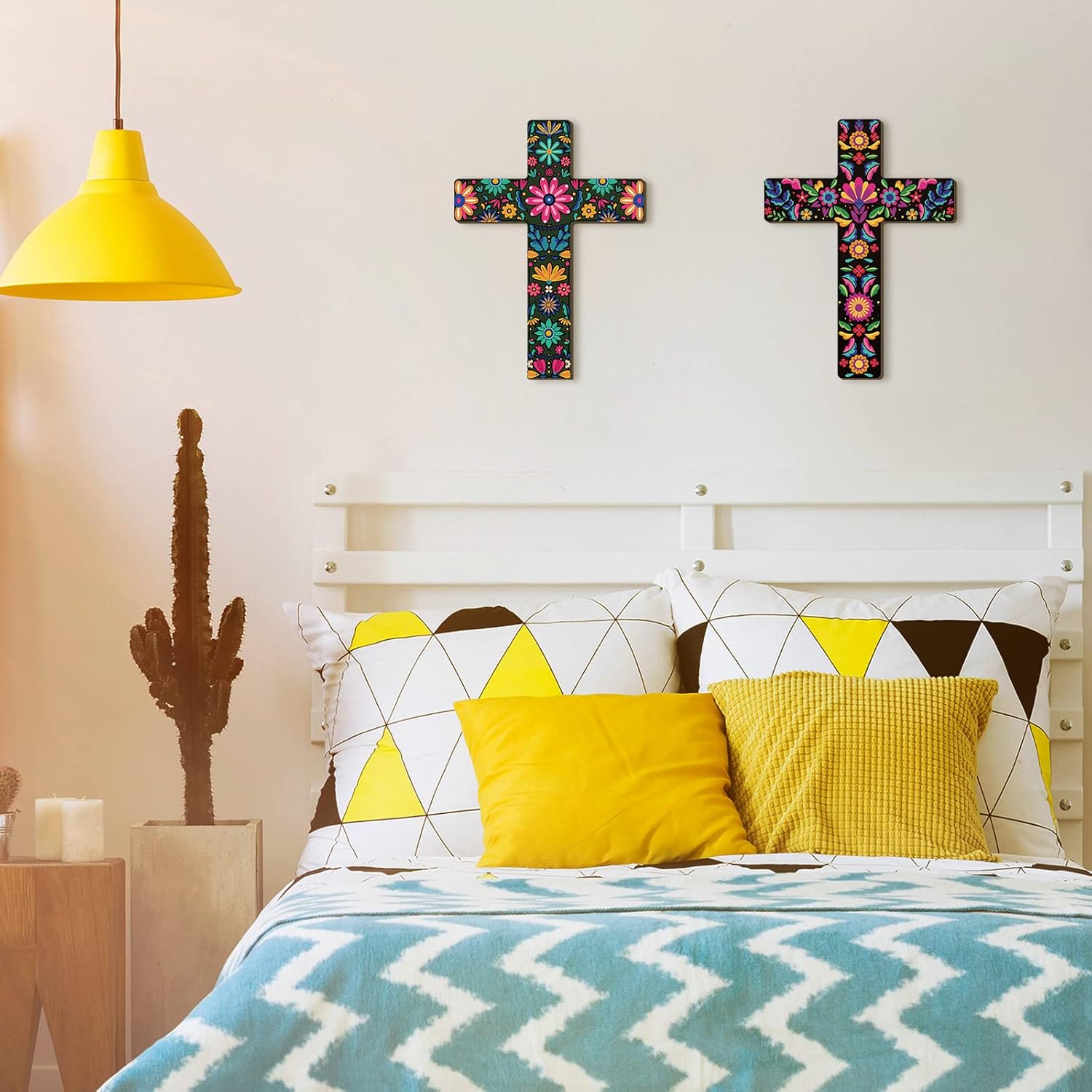 Pinkunn 2 Pcs Mexican Cross Wall Decor