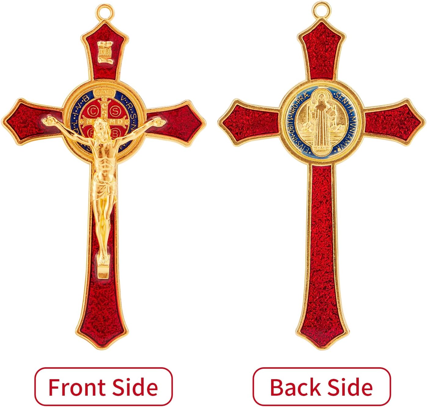St Benedict Crucifix Wall Decor Red Enamel Gift