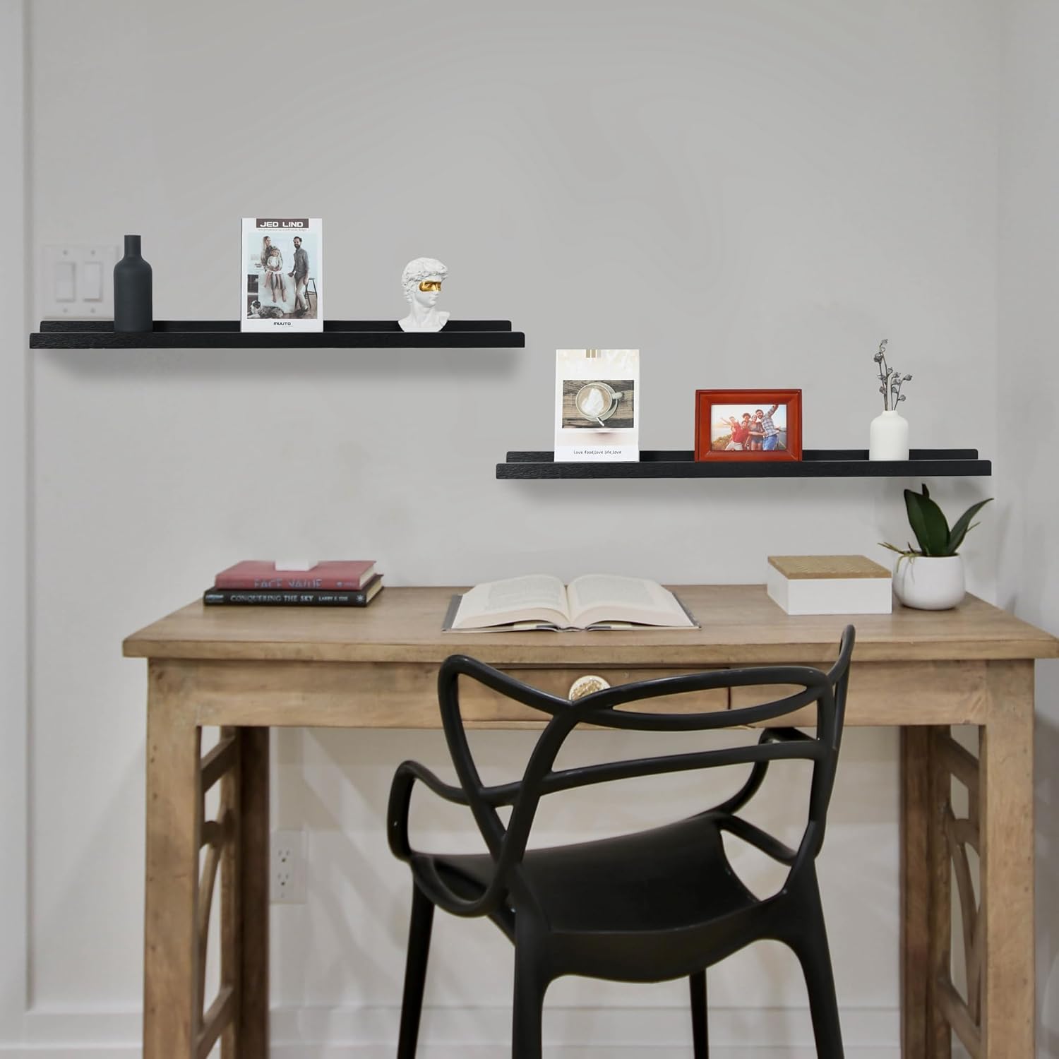 PHOENANCEE 36 Inch Floating Shelves Set of 2 Rustic Black