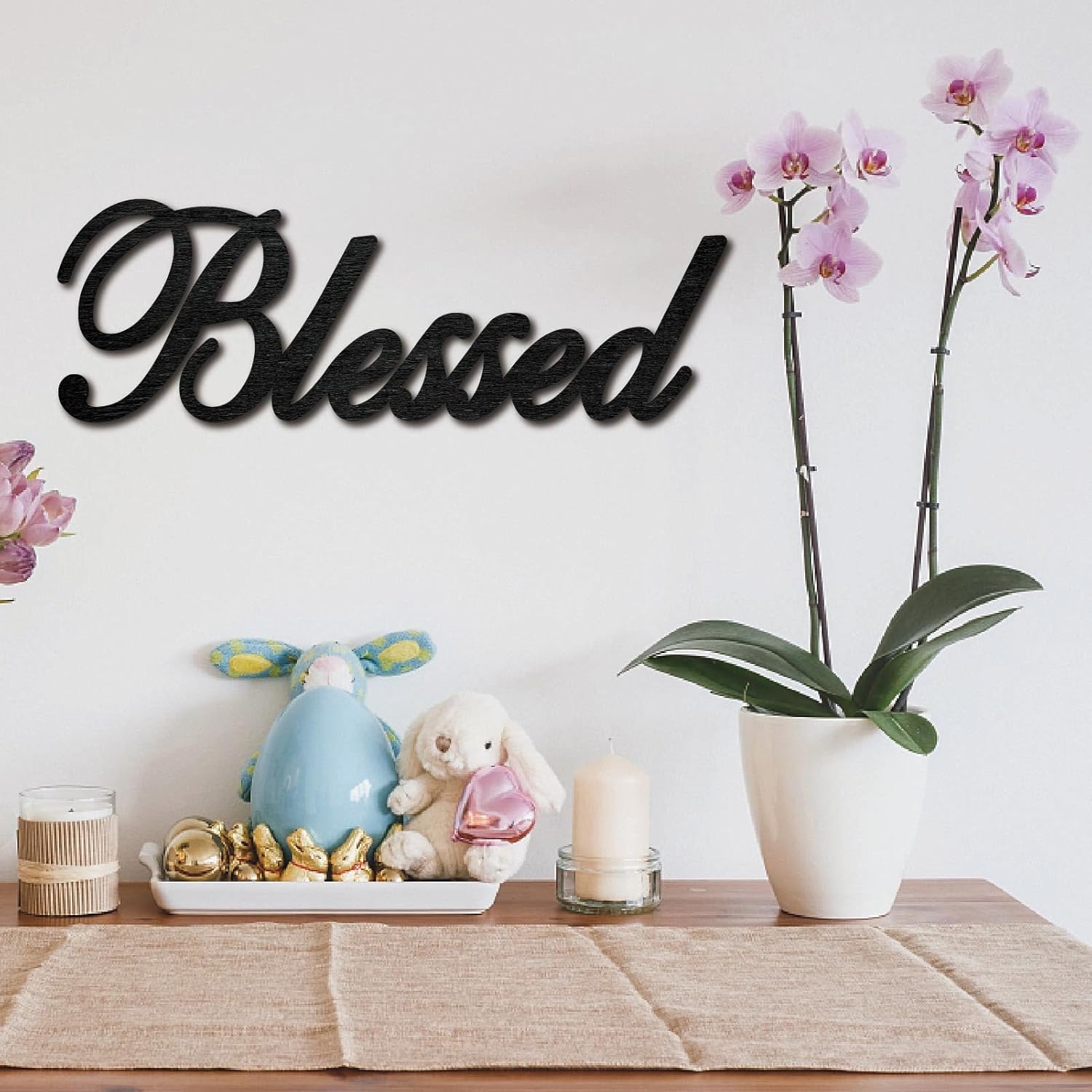 Blessed Wooden Sign Wall Decor Unfinished Letter Cutout