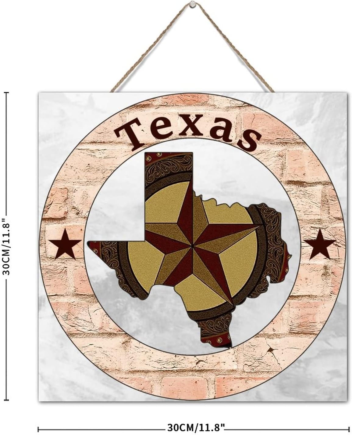 Autravelco Texas Lone Star Wall Sign 12x12 Inch