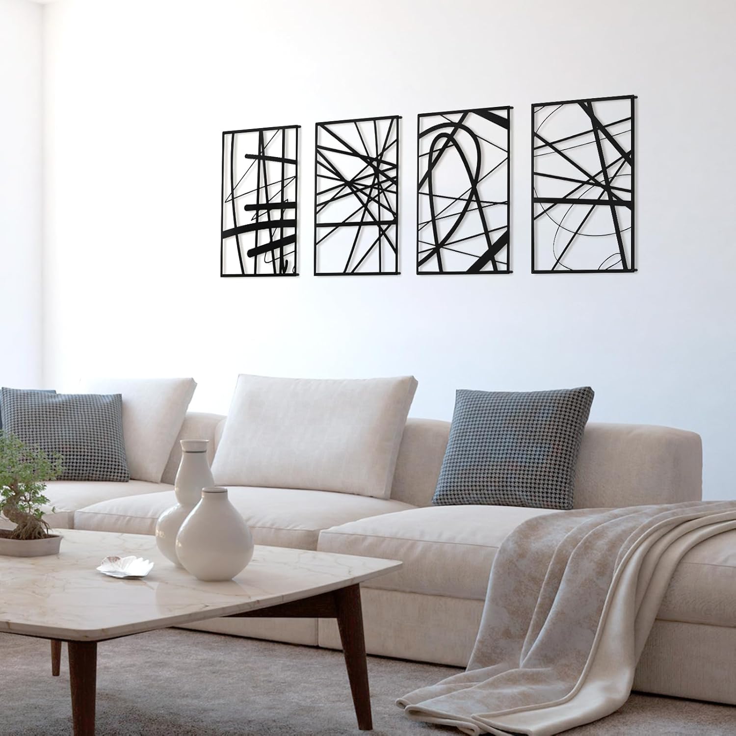 Art3dwallpanels Black Abstract Wall Art 4 Pack