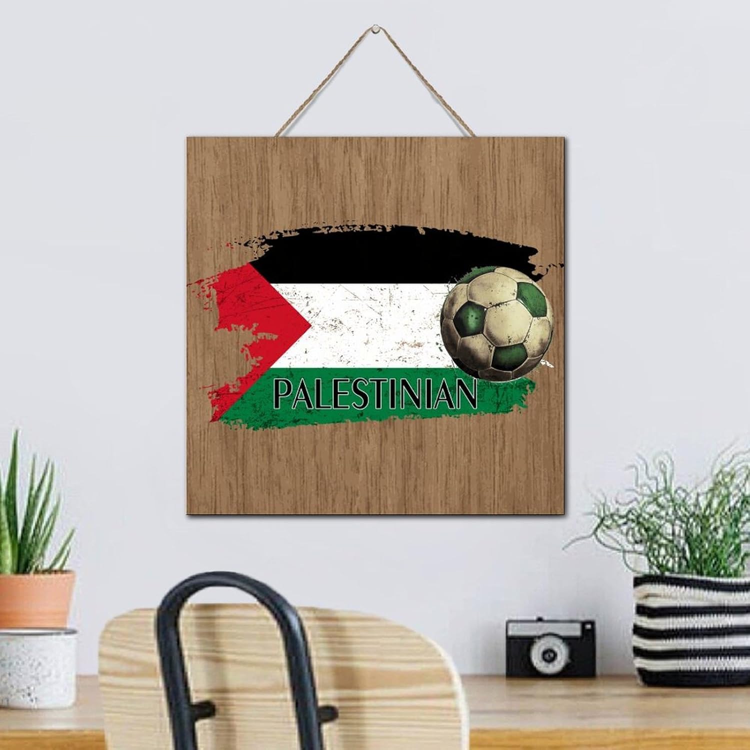 Inspirational Football Theme Wooden Wall Sign 12x12 Inch