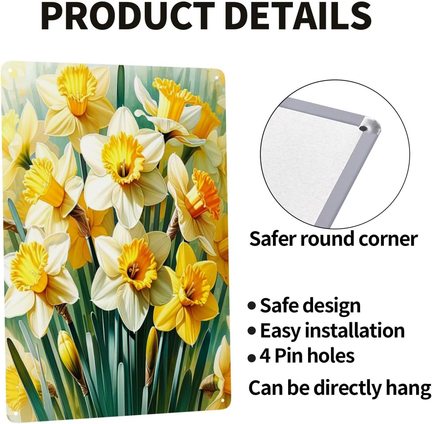 Beautiful Flowers Daffodil Metal Wall Art Sign Decor
