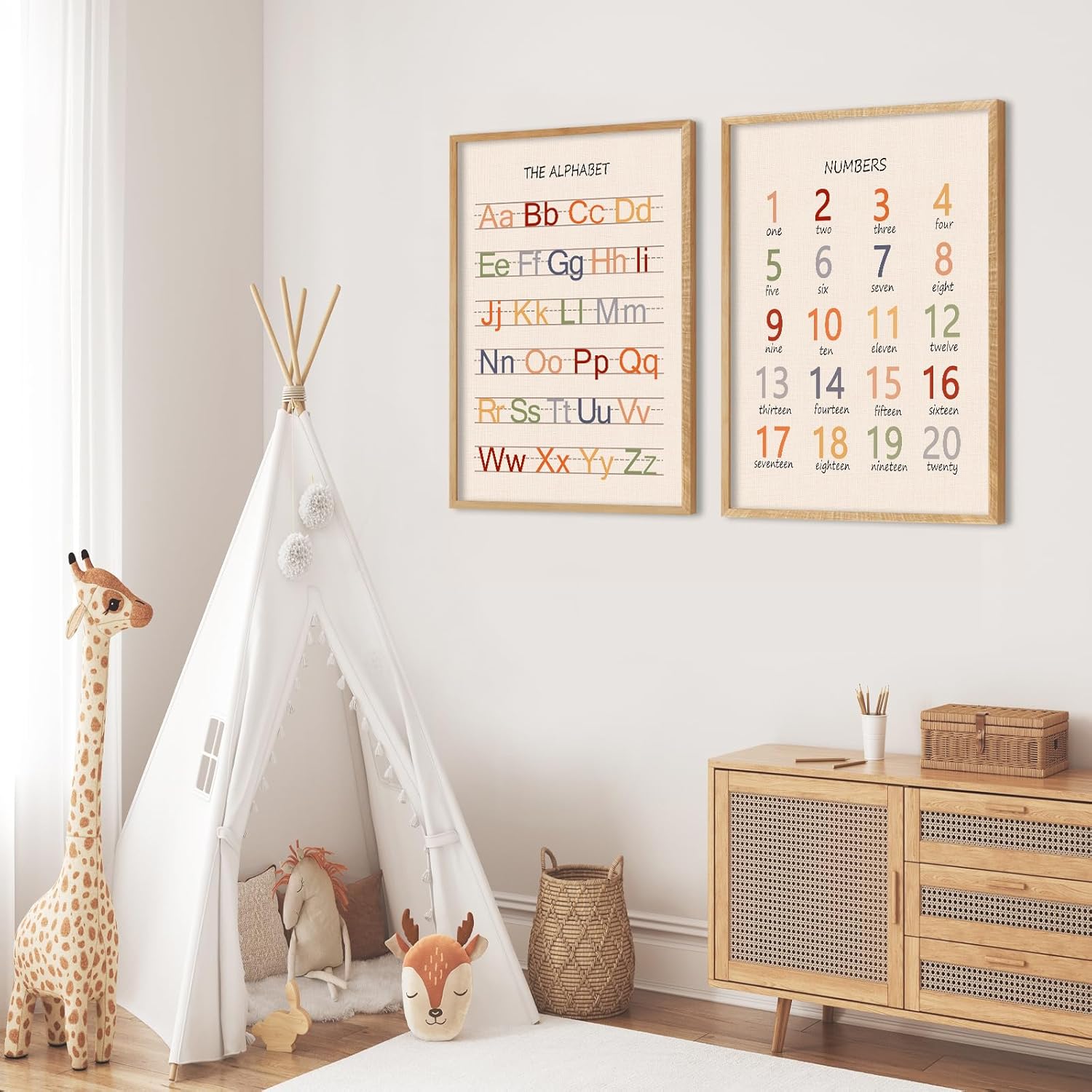 Cute Alphabet Numbers Framed Wall Art Set of 2 1