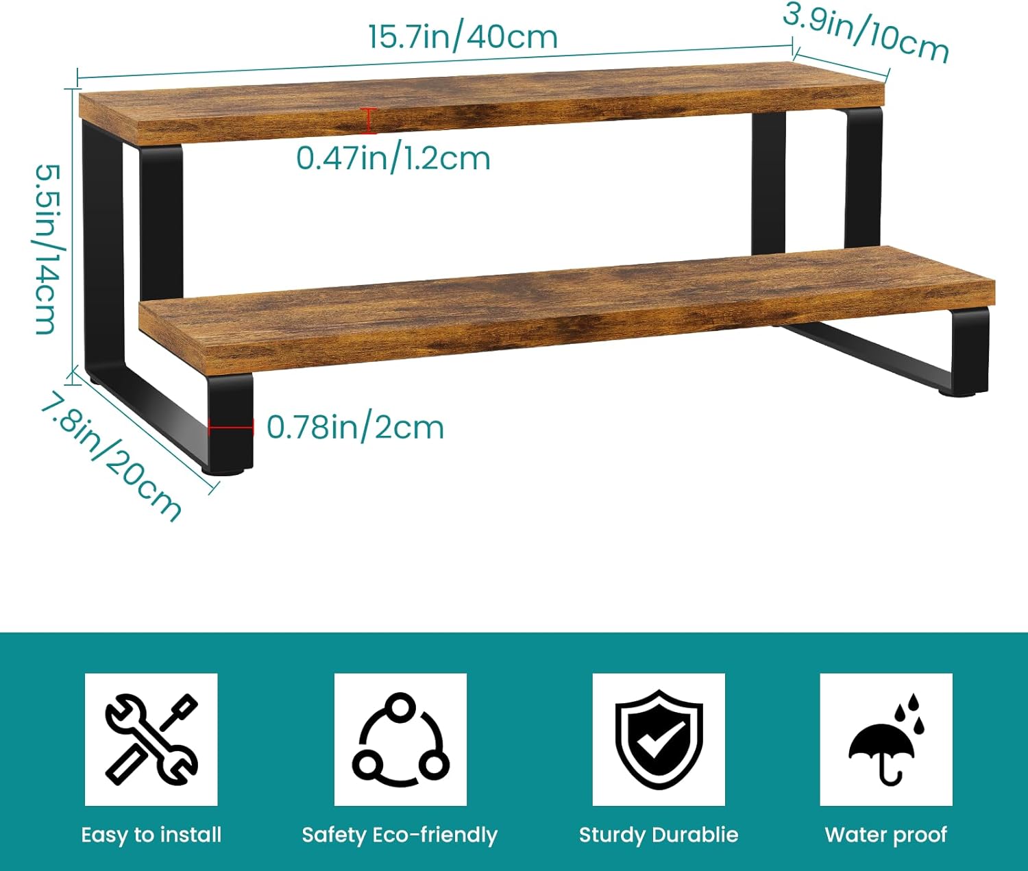 ELITEROO 2 Tier Wooden Display Riser Stand