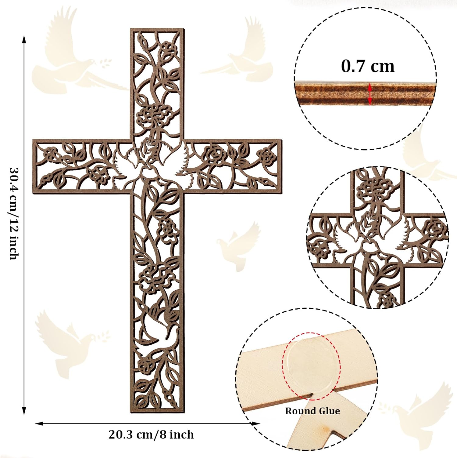 Yookeer Wall Hanging Wooden Cross Flower Decor