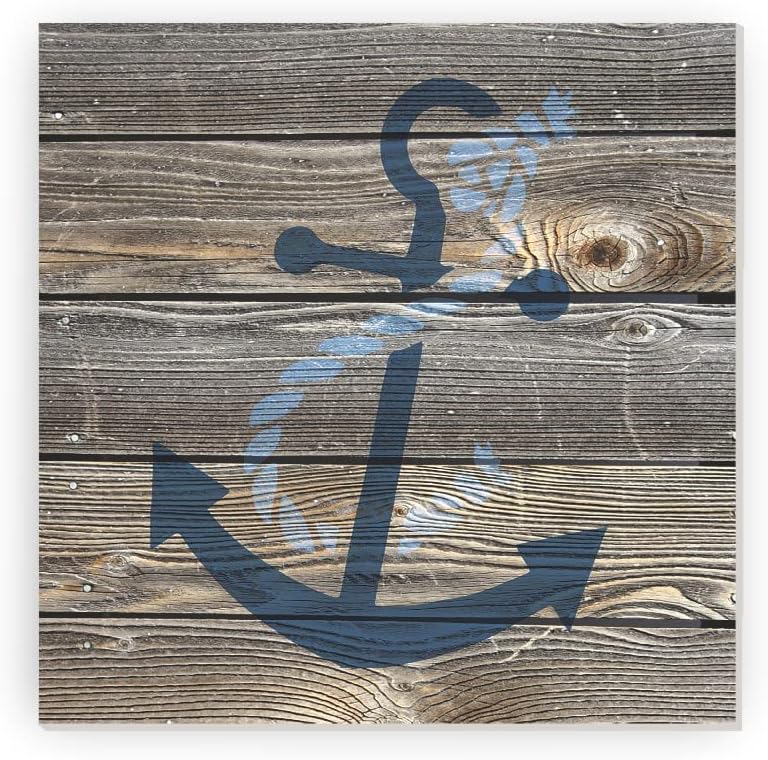Rustic Nautical Anchor Wall Decor Sign 12x12