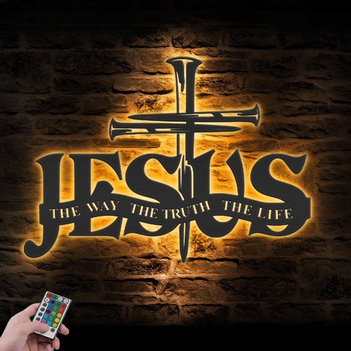 Personalized Cross Wall Decor with Name and LED Light