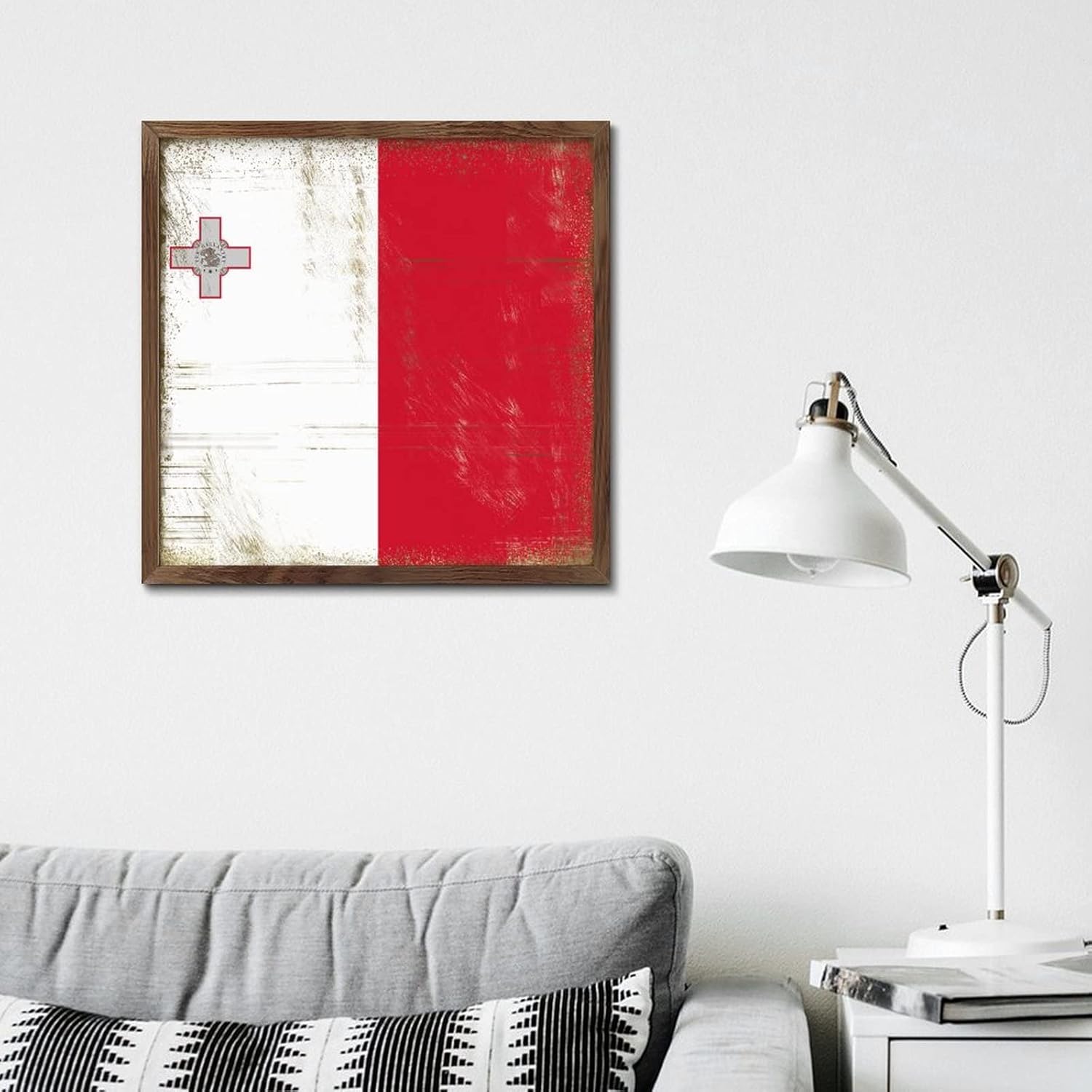 Malta Framed Wood Sign 12x12in Wall Decor