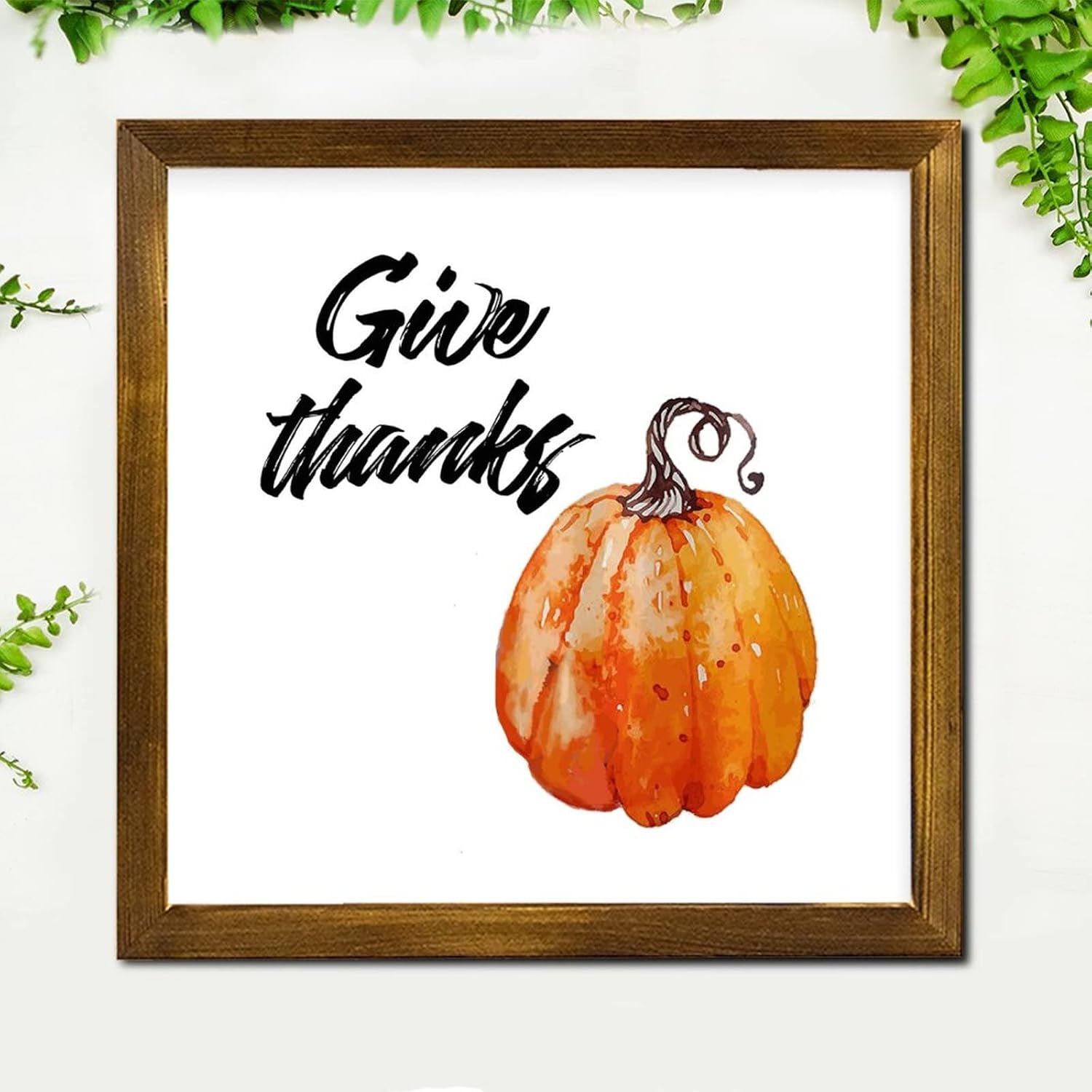 Thanksgiving Day Wood Framed Sign 12x12 Inch