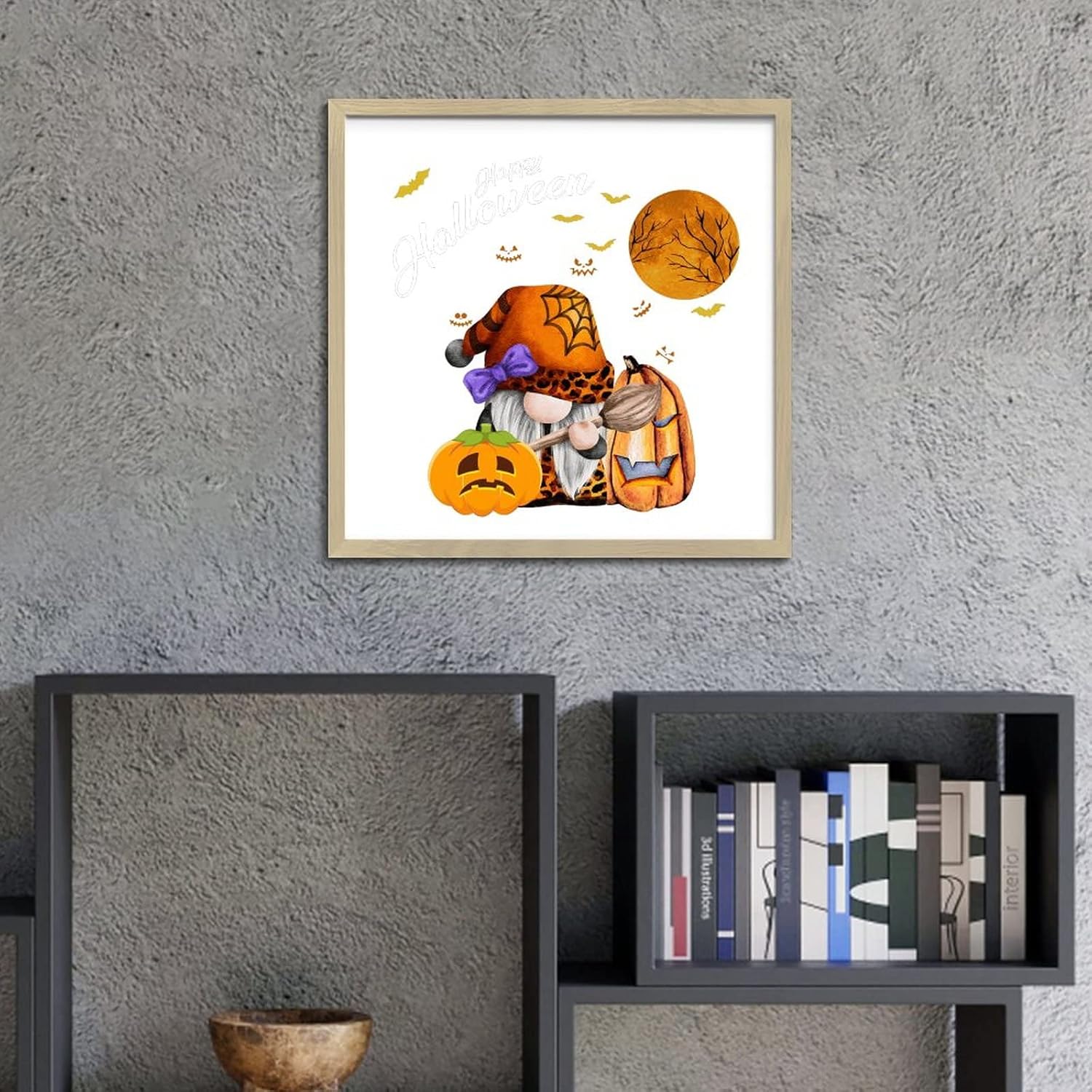Fall Gnome Halloween Wood Sign 12x12in