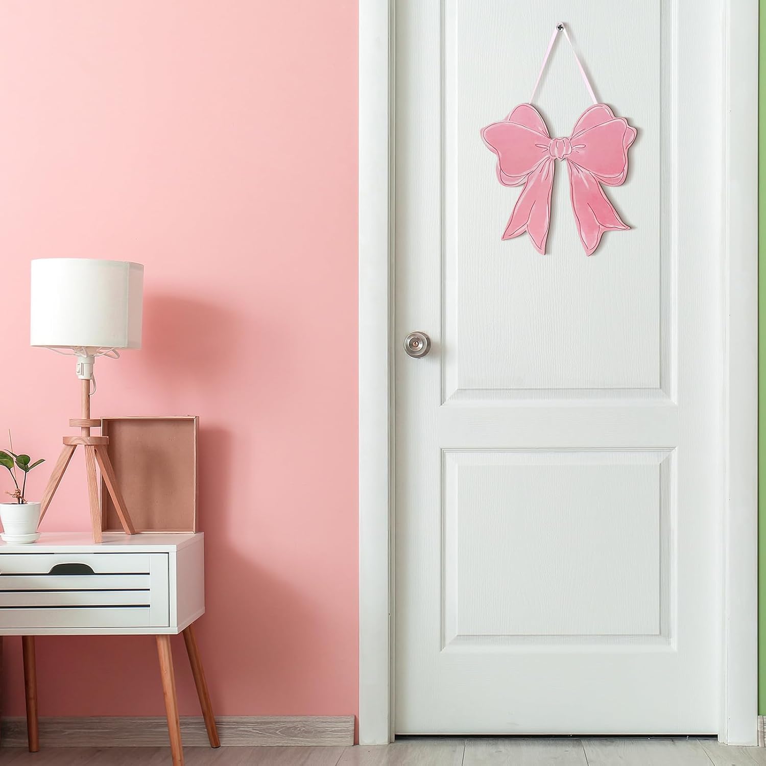 Pink Bow Wooden Wall Hanging Sign Coquette Bow Decor