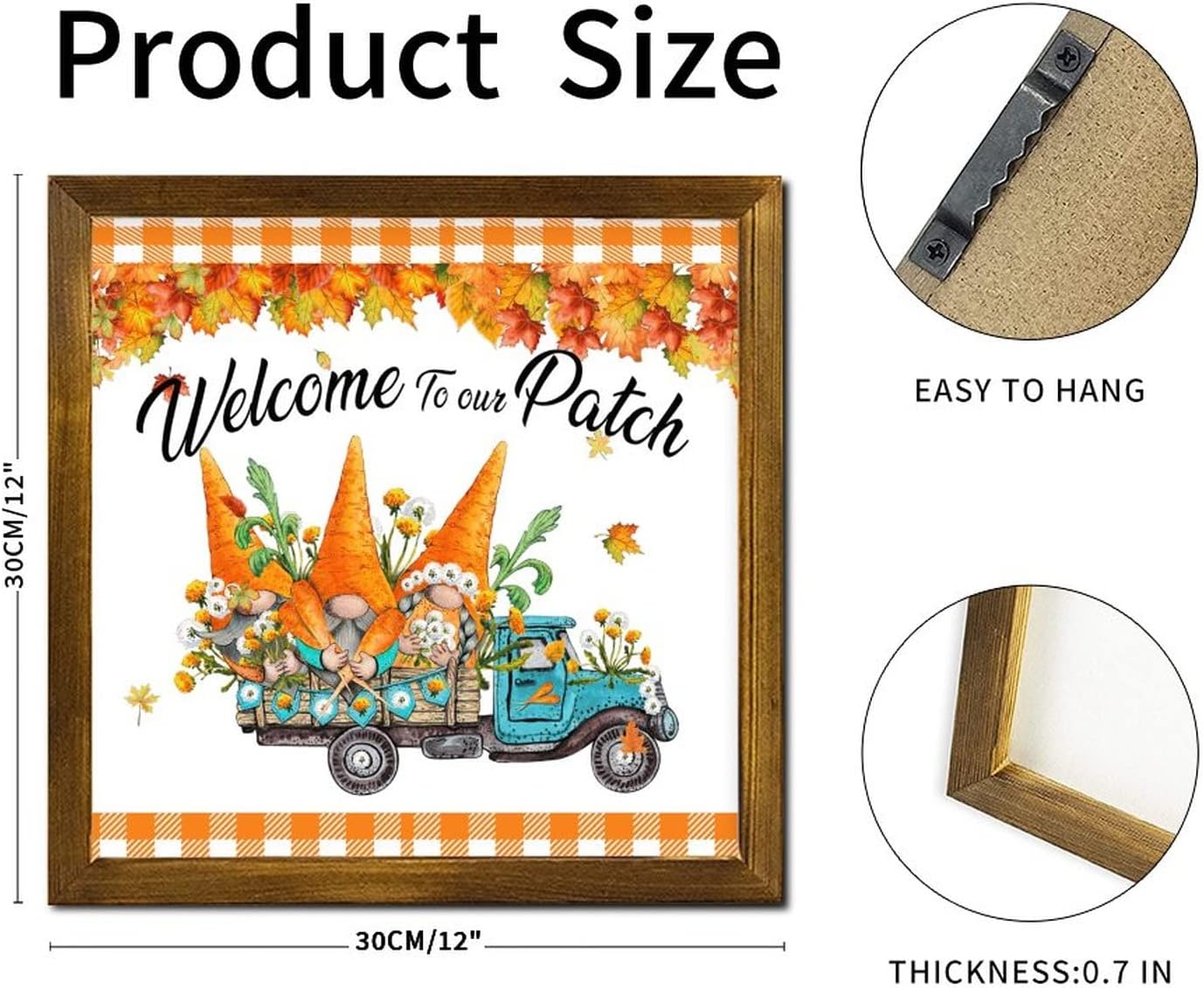 Welcome to Our Patch Blue Truck Framed Wooden Sign 12x12 inch