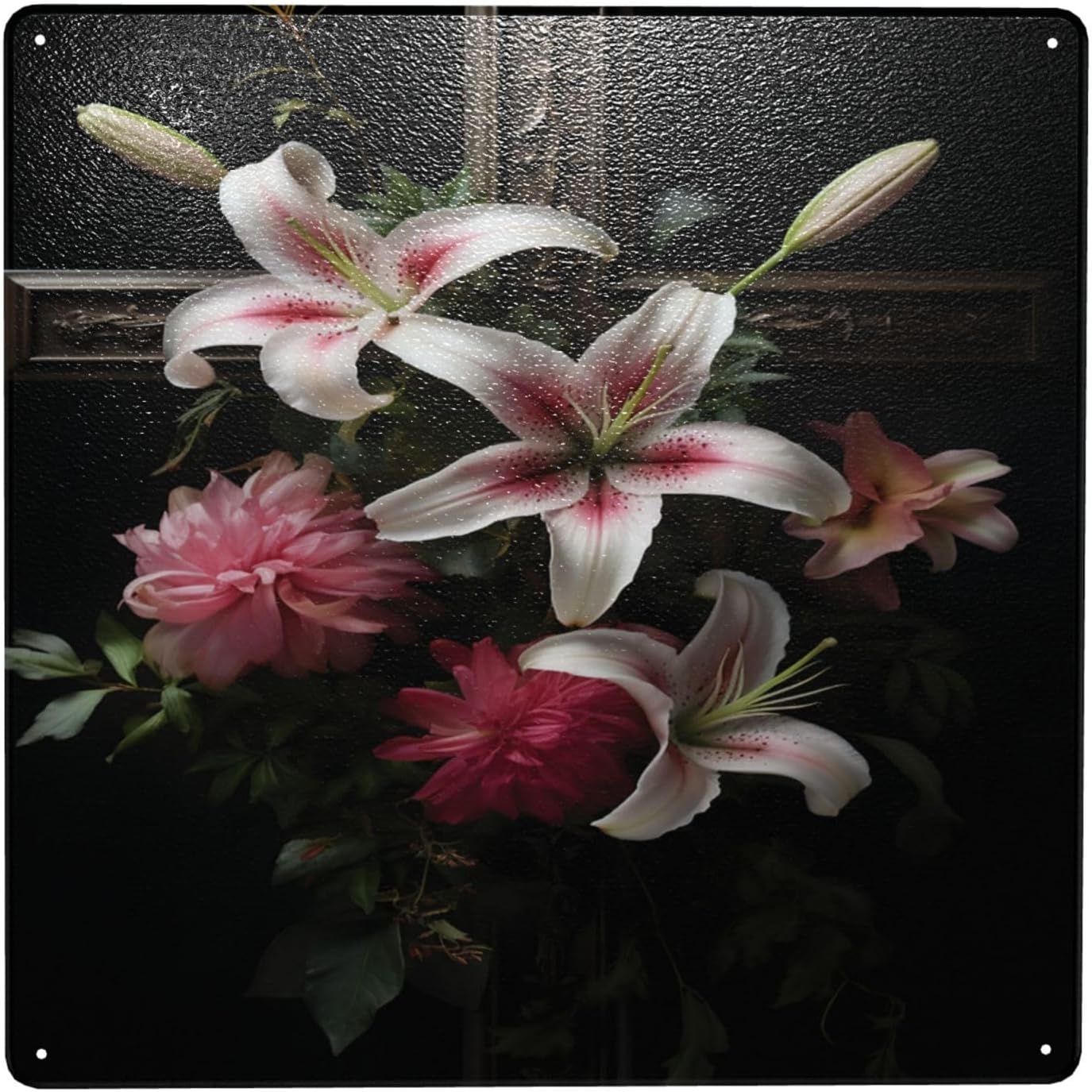 Timeless Elegance Floral Cross Tin Sign Wall Art