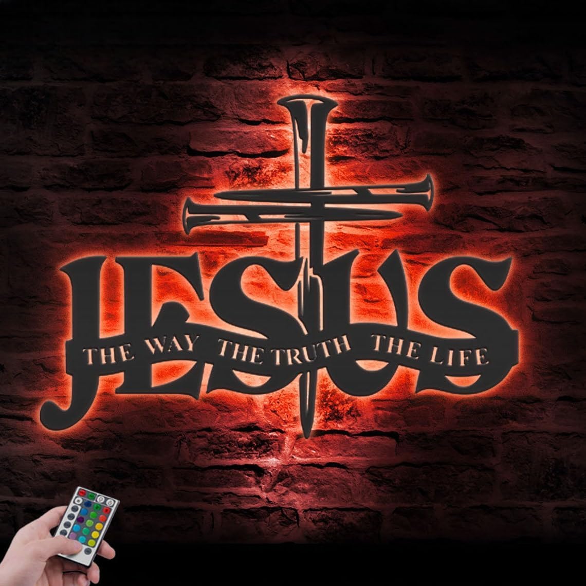Personalized Cross Wall Decor with Name and LED Light