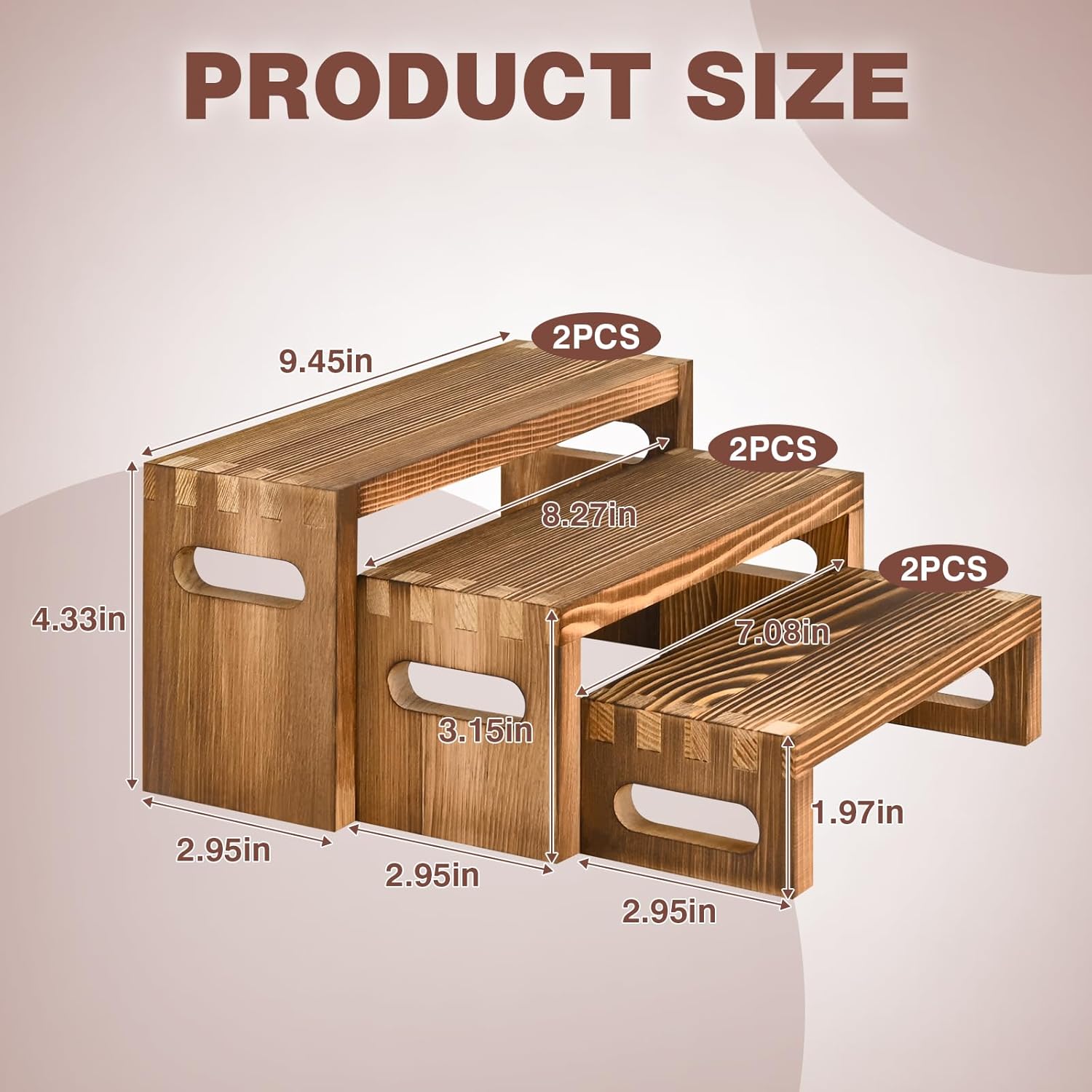 6 Pcs Wood Risers Display Stands for Table