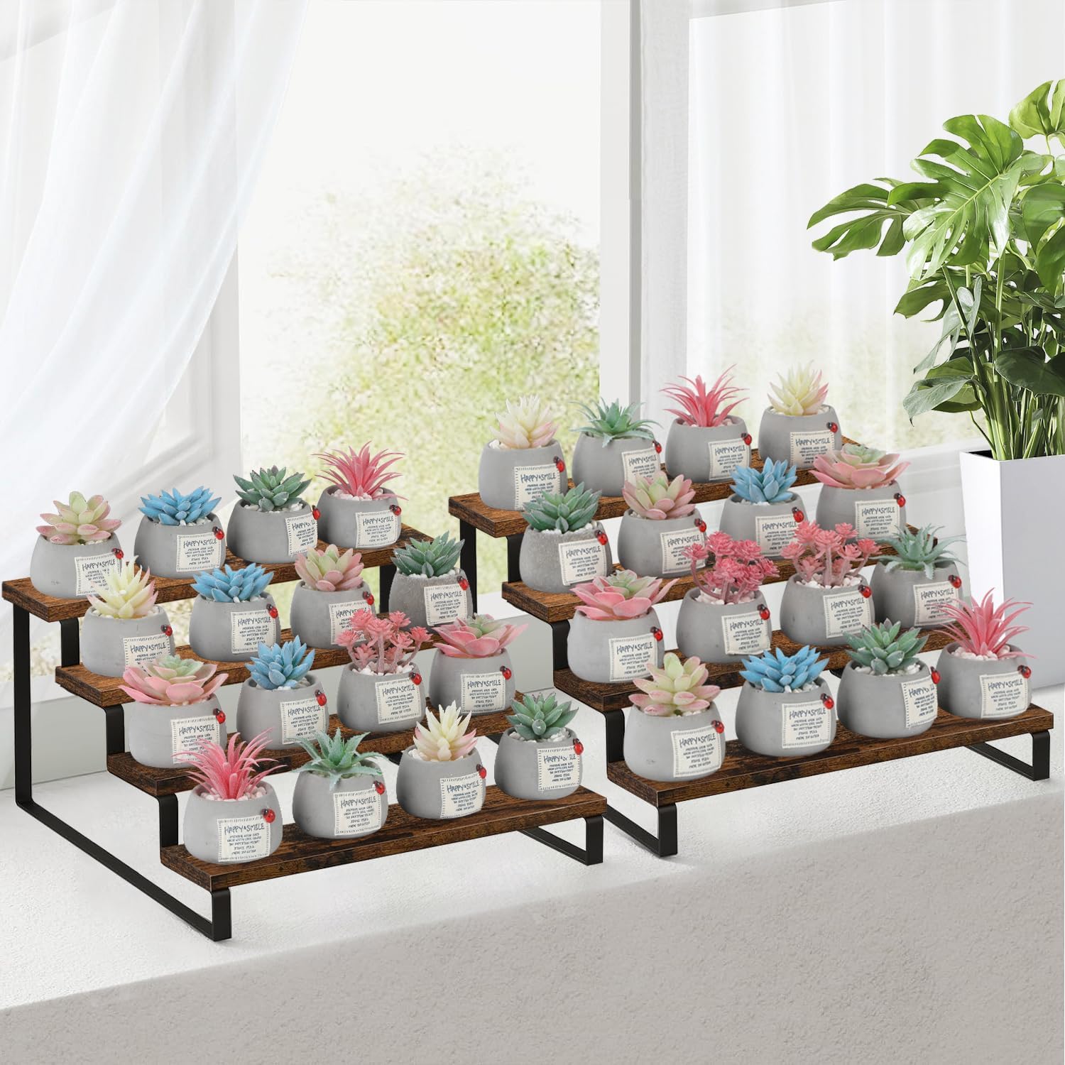 Yinmit 4 Tier Wooden Riser Stand 2 Pack