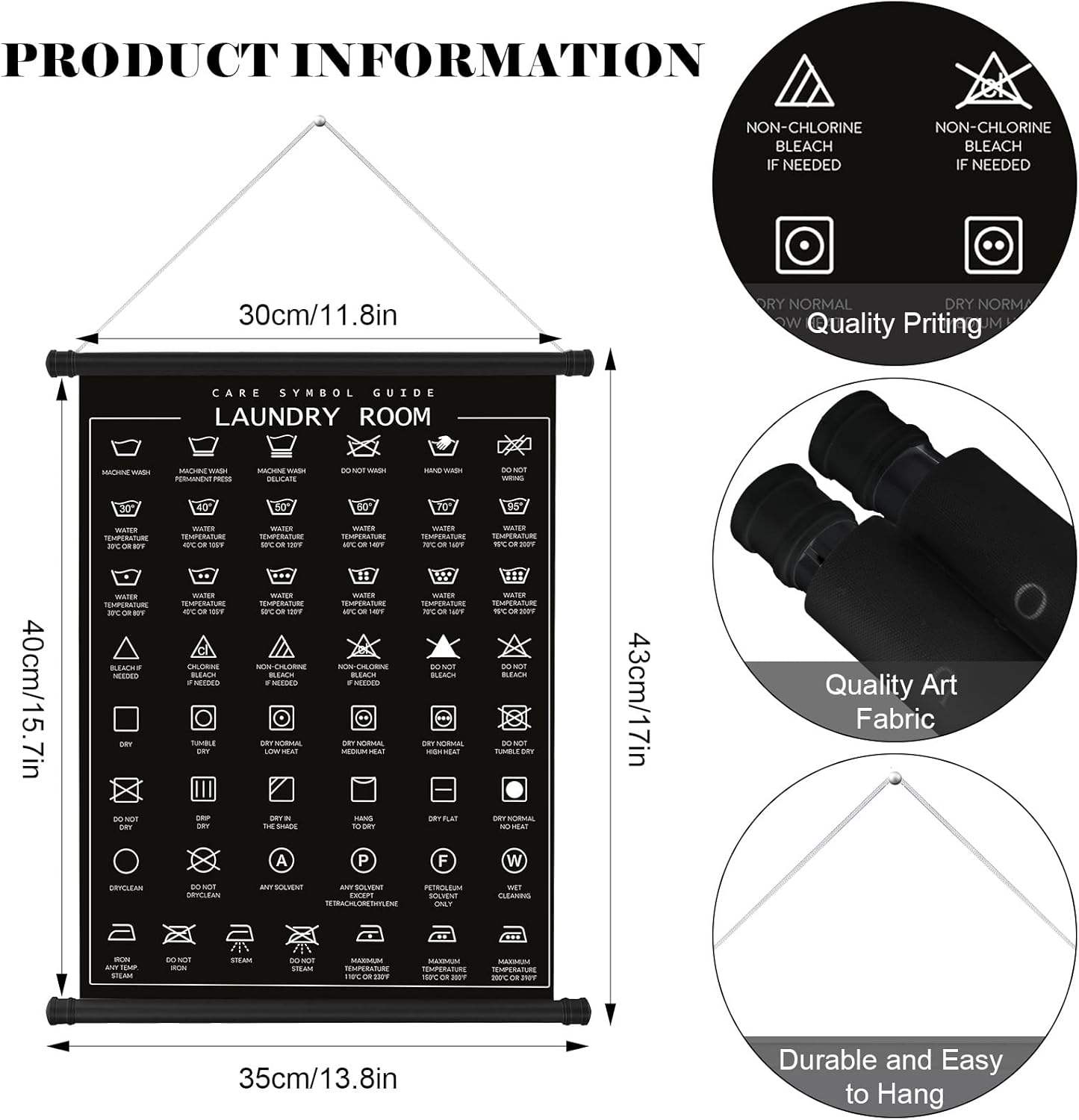 Gersoniel Laundry Room Decor Symbols Wall Art