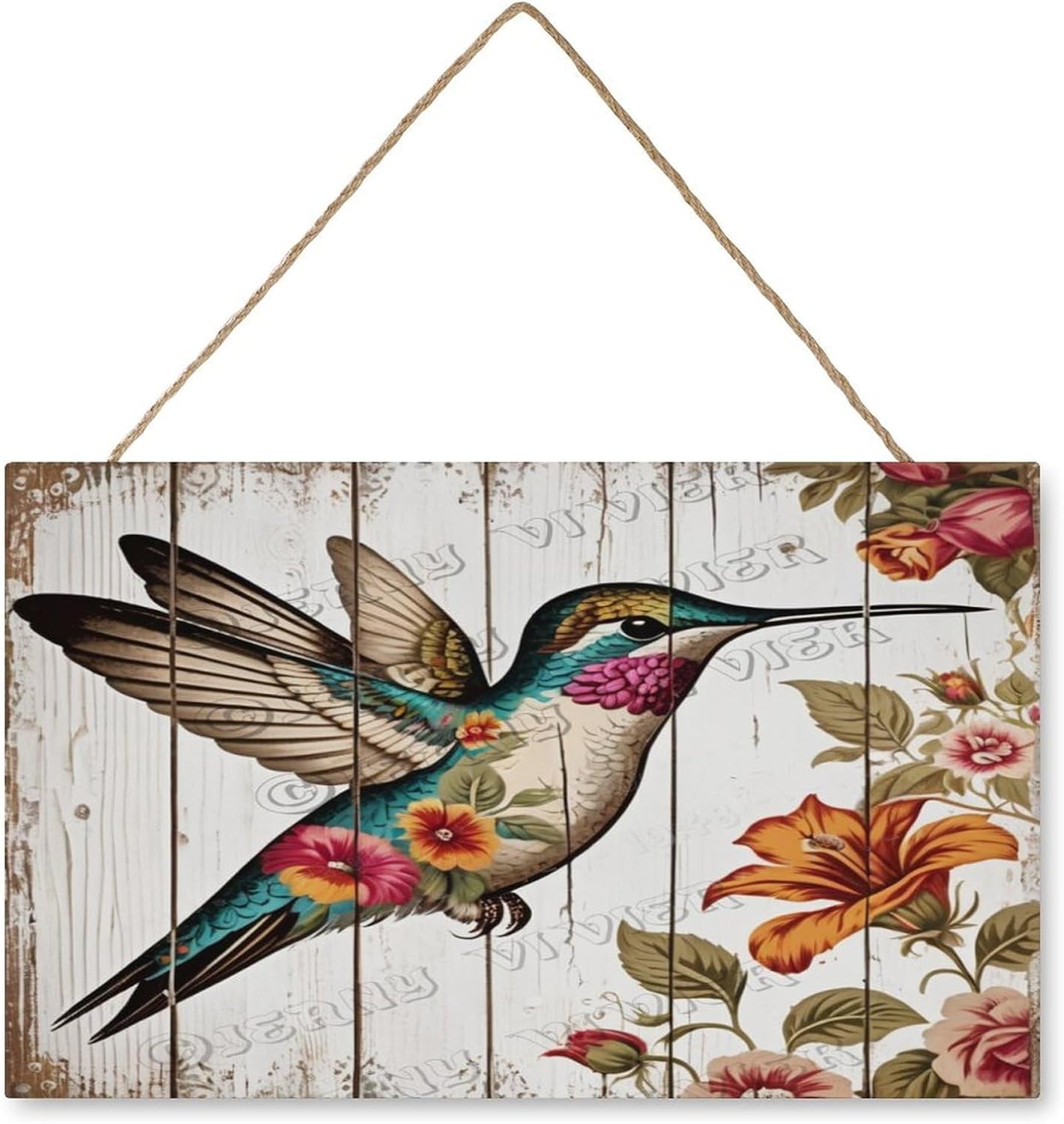 Spring Summer Hummingbird Door Sign 10x16 Welcome Decor 1