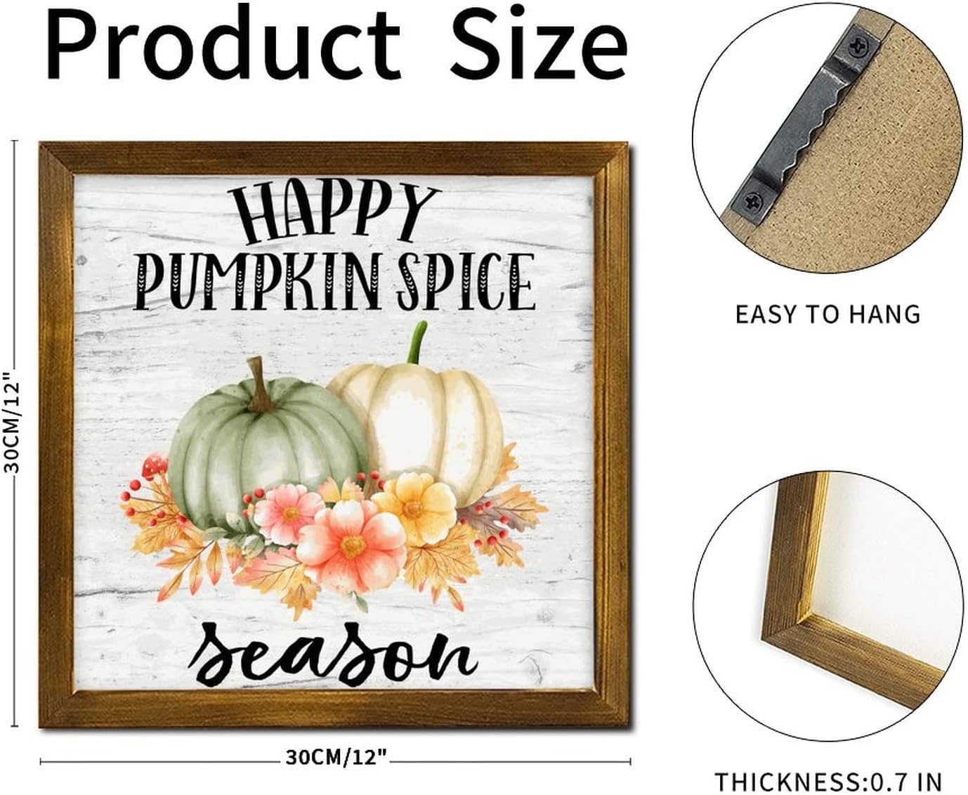 Happy Pumpkin Spice Season Framed Wooden Sign 12x12