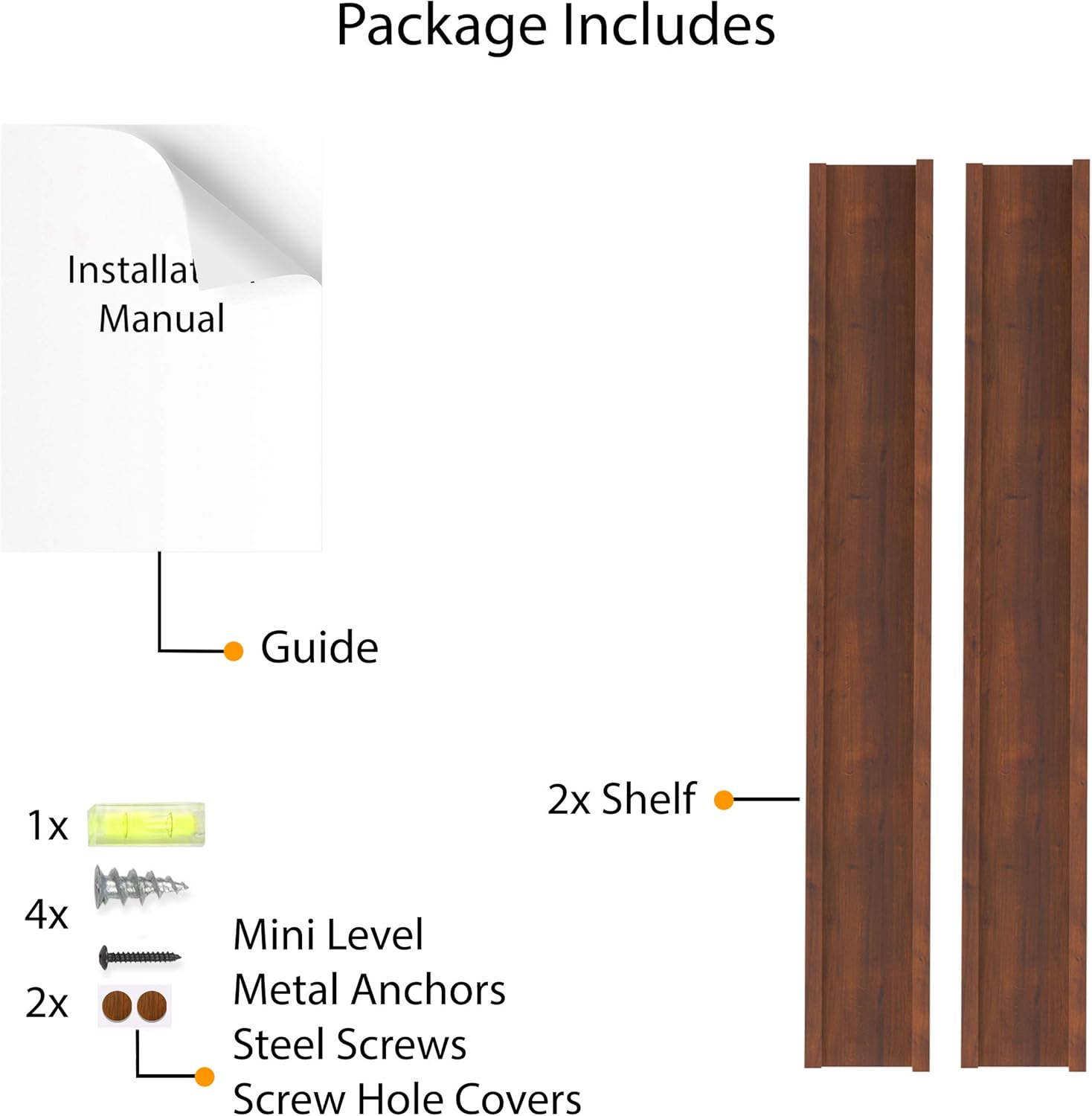 Wallniture Denver 24 Floating Shelves Set of 2 Walnut