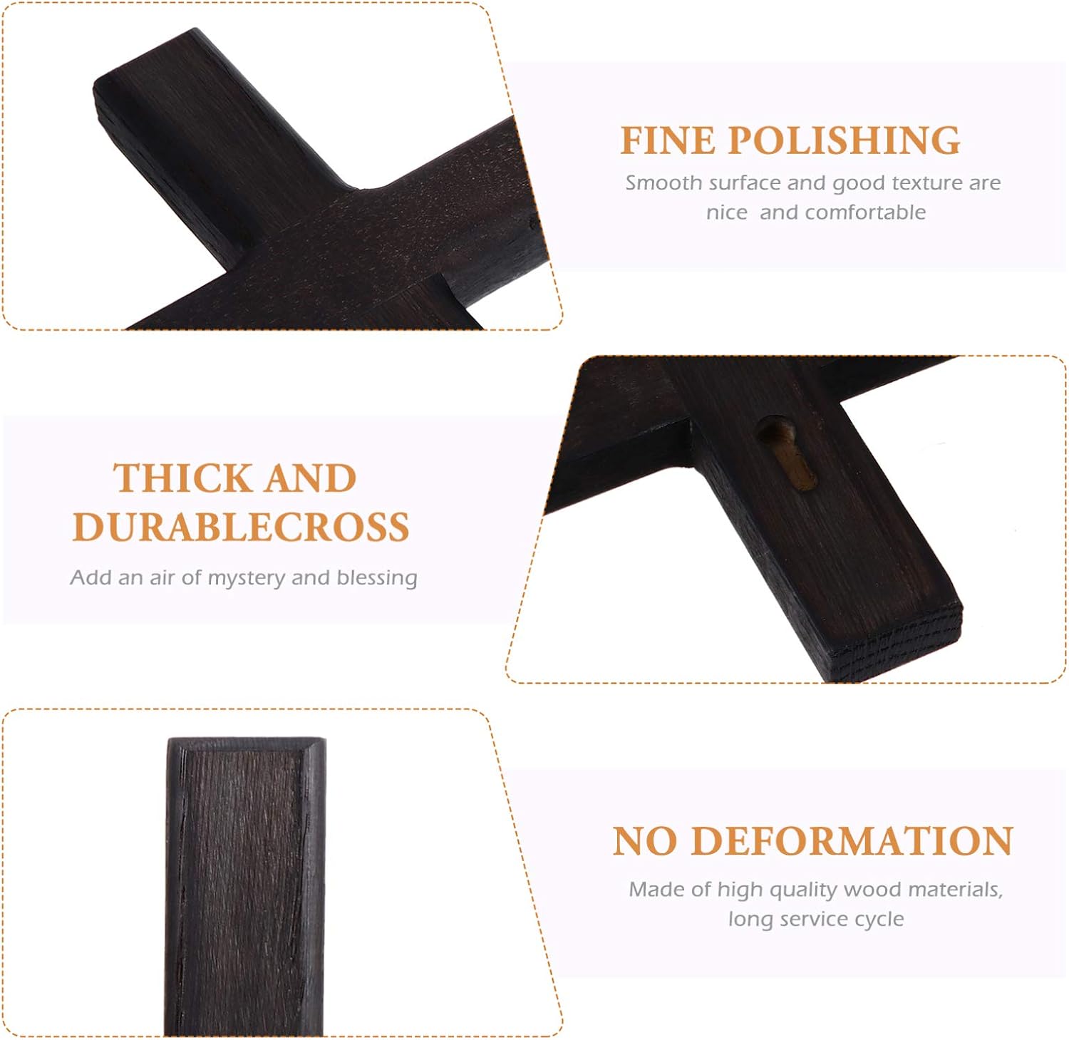 BESPORTBLE Wooden Cross Wall Decoration Black