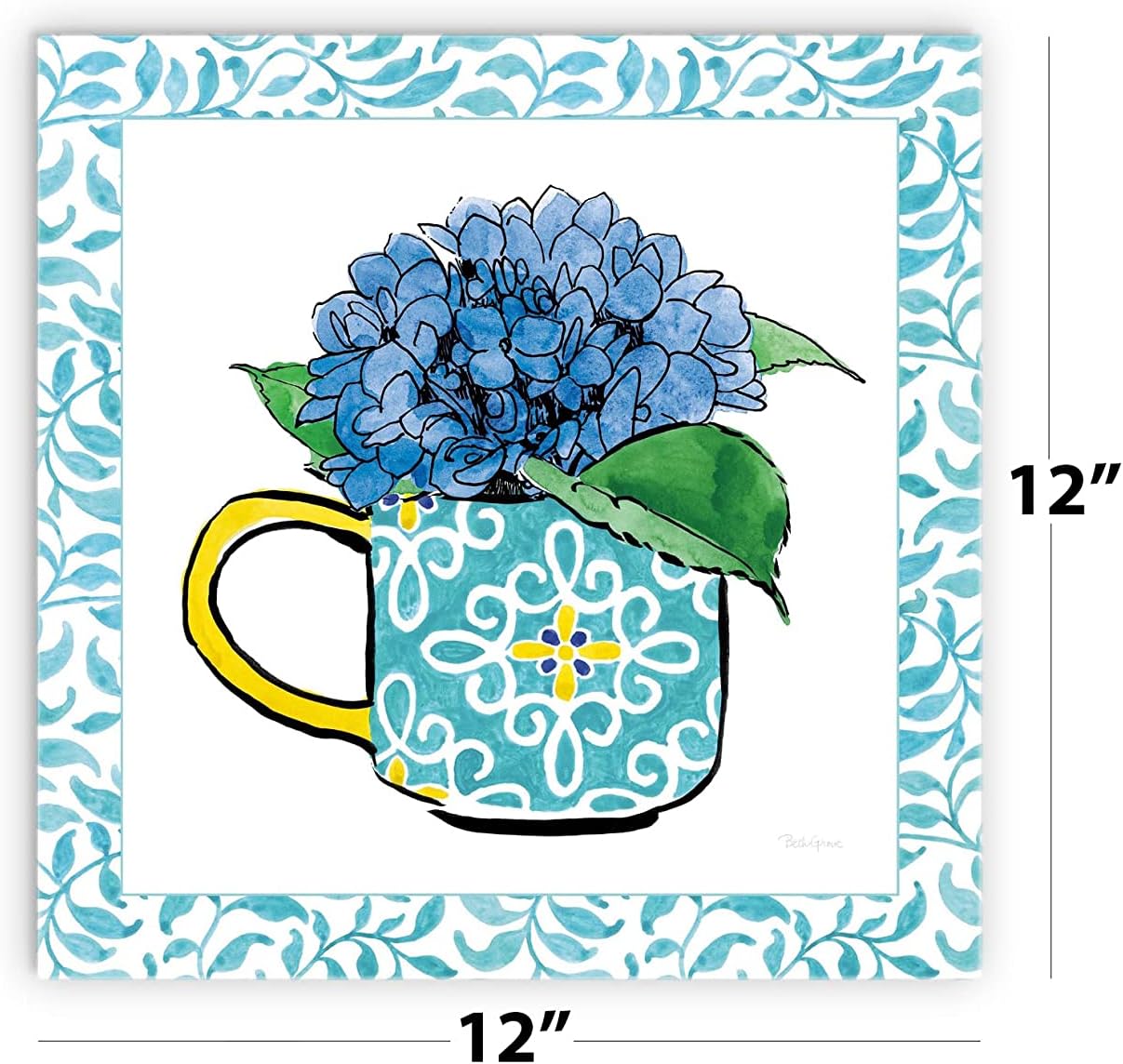 Floral Teacup III Vine Border Wall Plaque