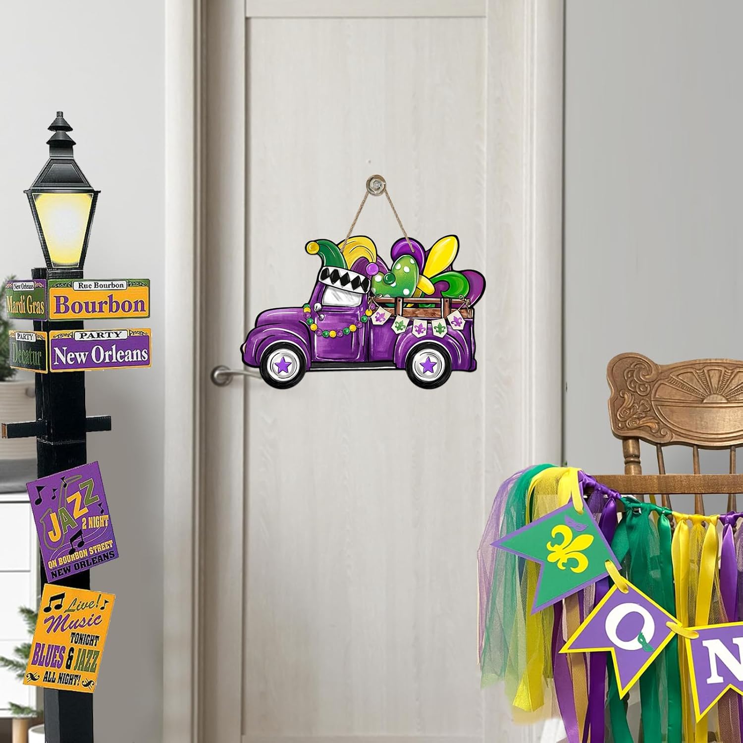 Bolisom Mardi Gras Purple Truck Door Sign