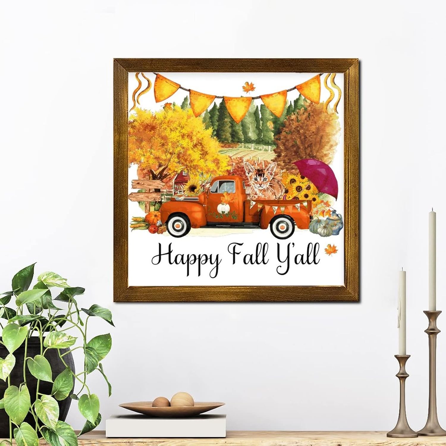 Happy Fall Yall Farm Pumpkin Orange Wall Sign