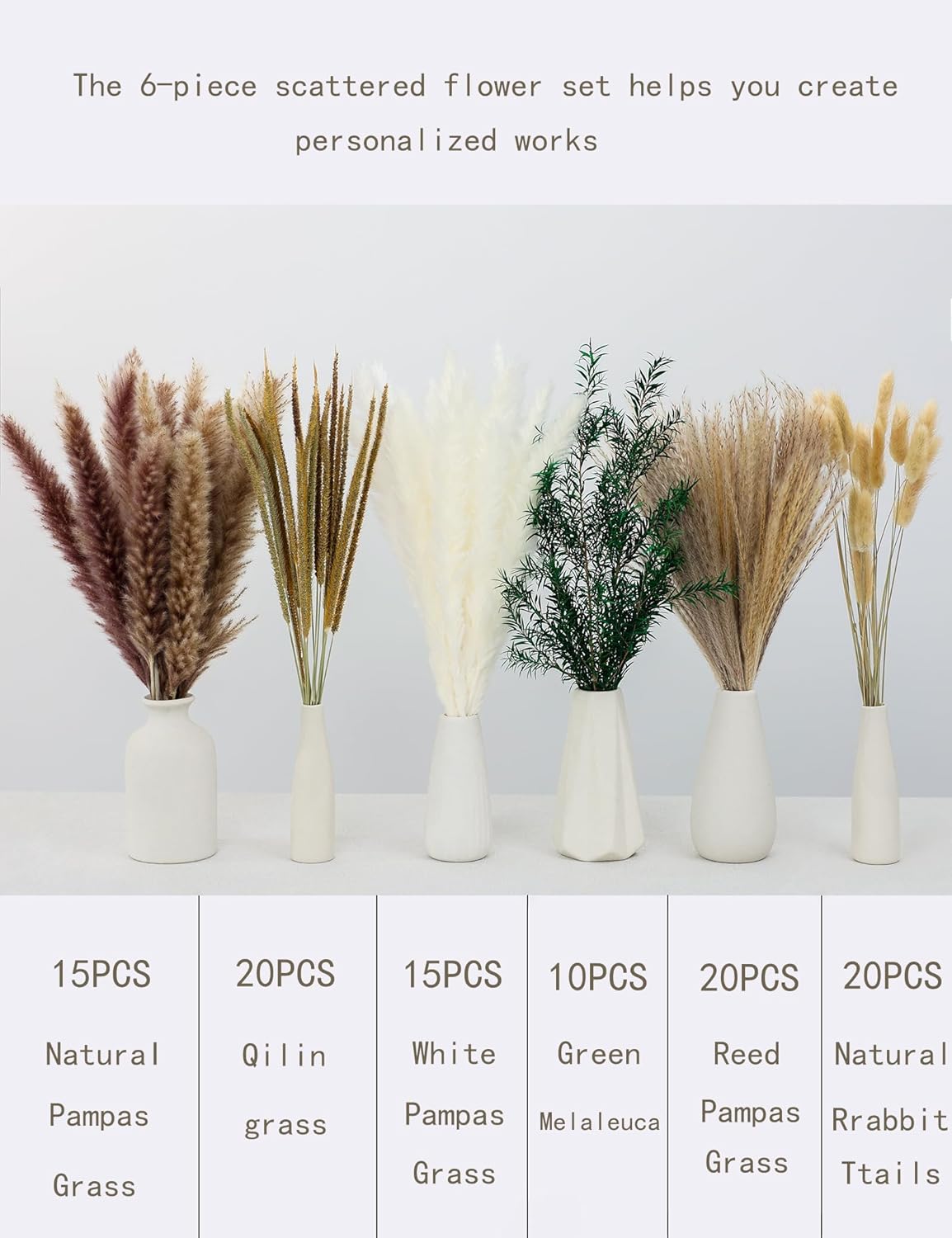 Dried Pampas Grass Bouquet 100 Stems Bohemian Decor Accent