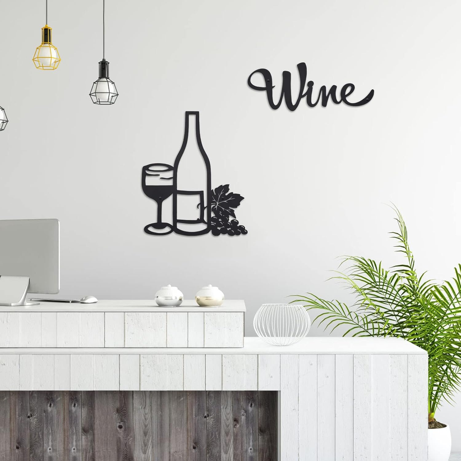 CREATCABIN 1 Set Wine Metal Wall Decor Sculptures