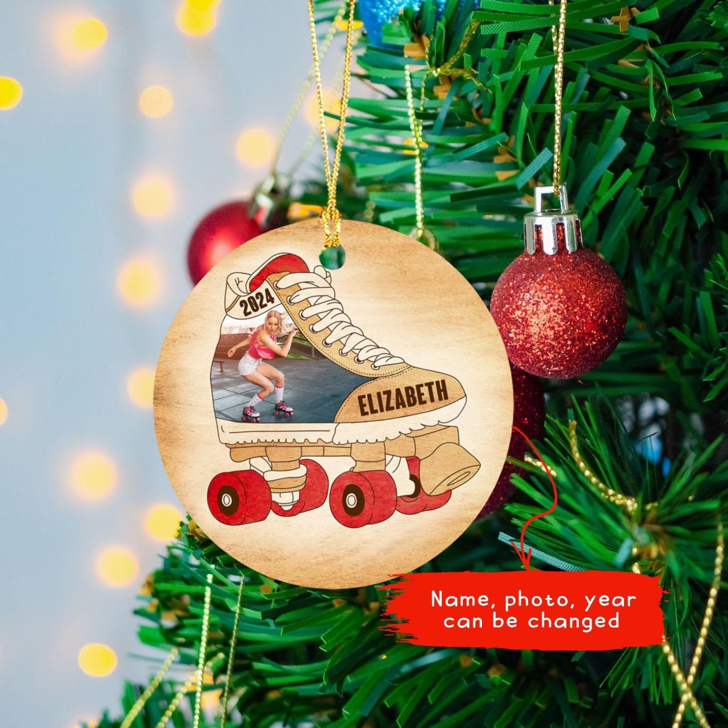 Cenluxy Personalized Roller Derby Christmas Ornament