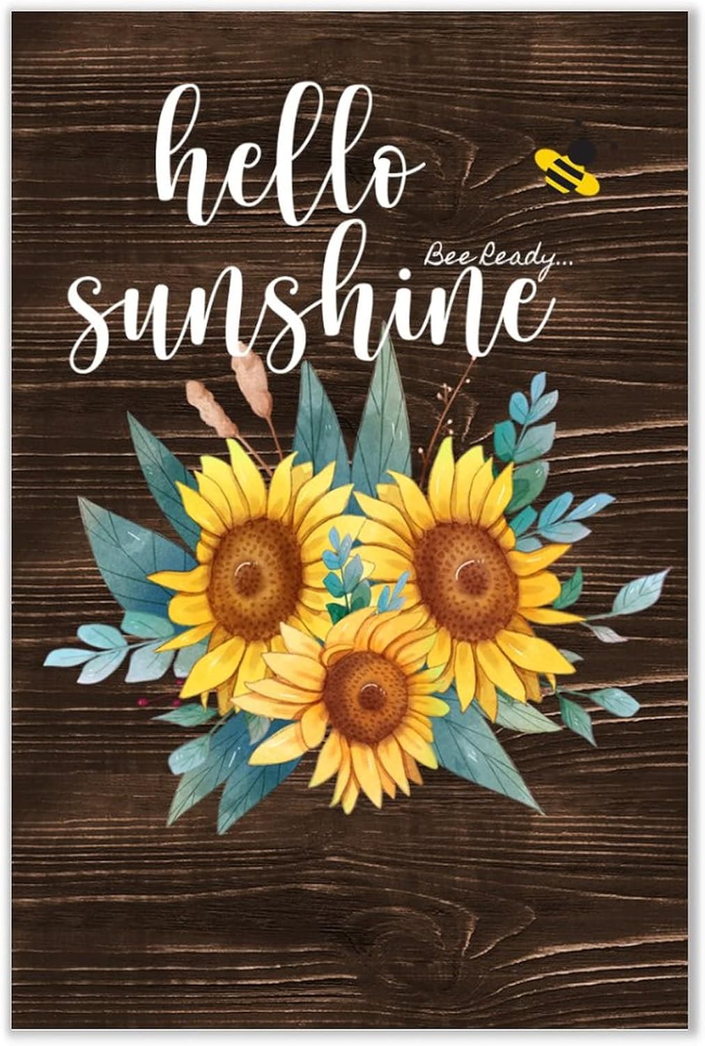 Hello Sunshine Sunflower Wall Decor Wooden Sign 8x12 Inch