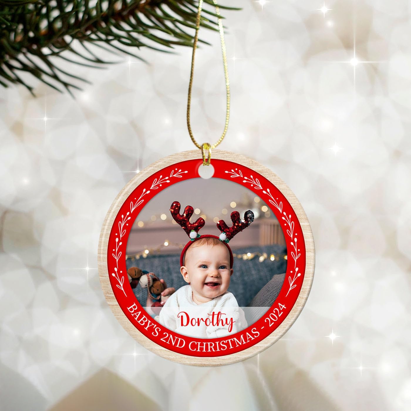 Personalized Babys 2nd Christmas Ceramic Ornament 2025