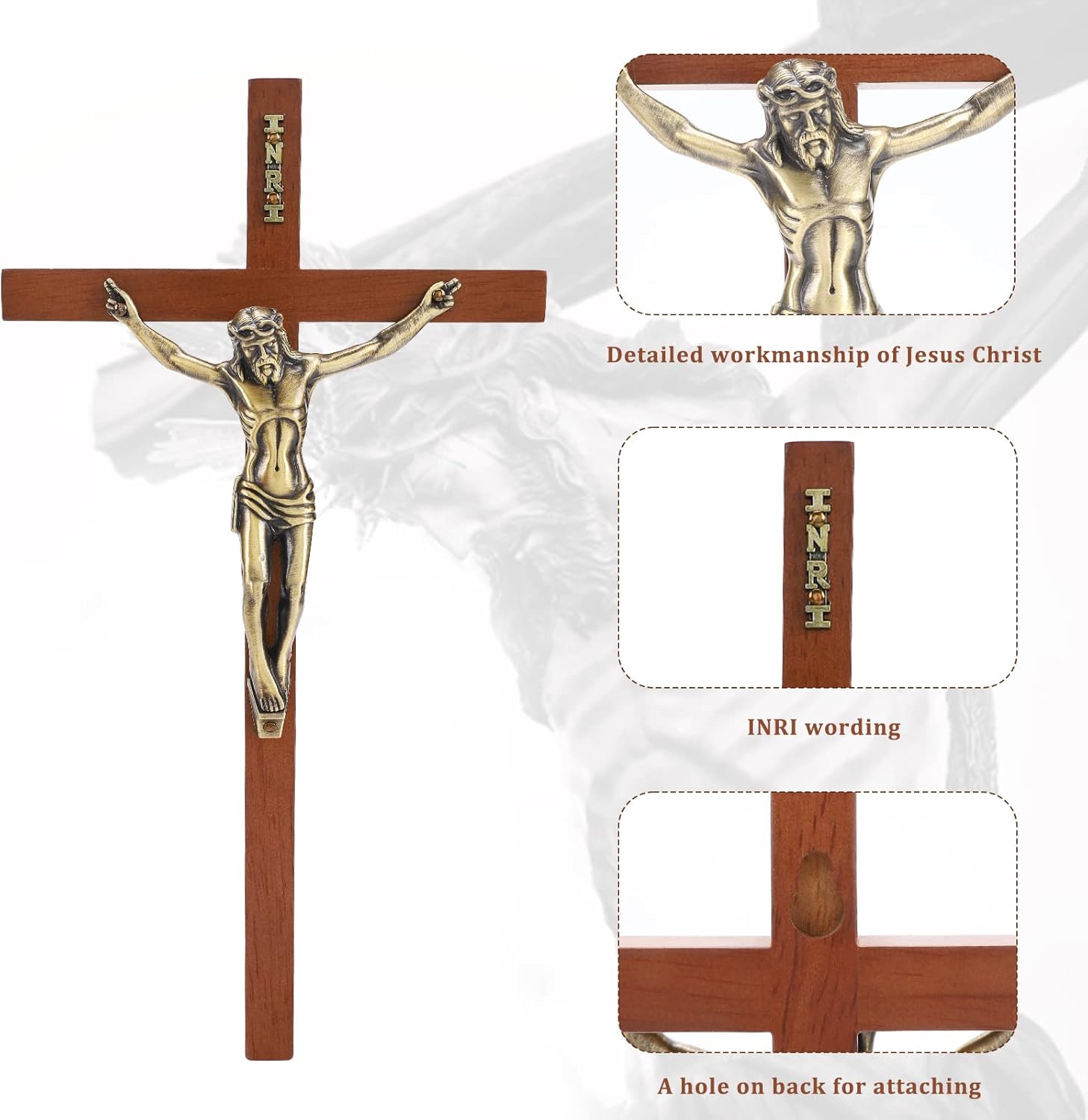 DCCXN 10 Inch Wall Cross with Jesus Christ Decoration