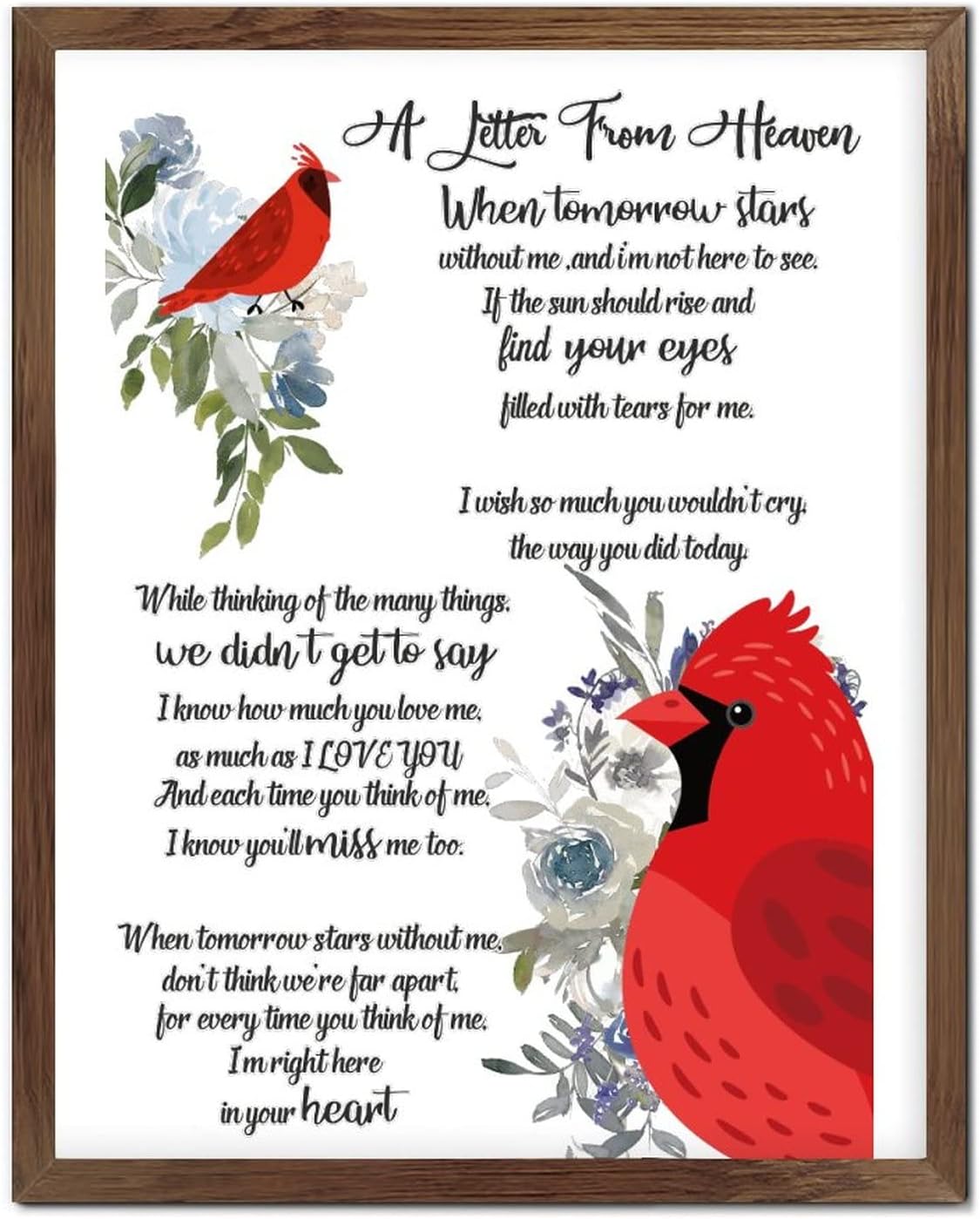 Sympathy Gift Sign with Cardinals Wooden Wall Plaque