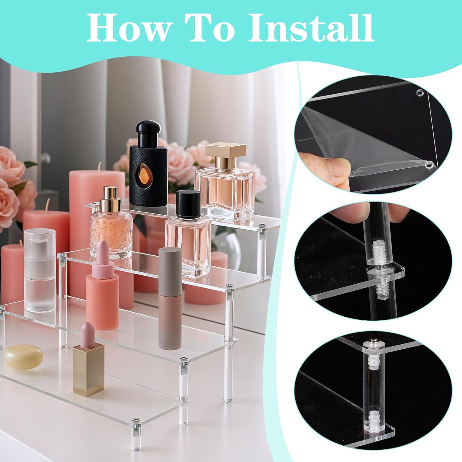 2 Pack 4 Tier Acrylic Display Risers for Organizing and Showcasing