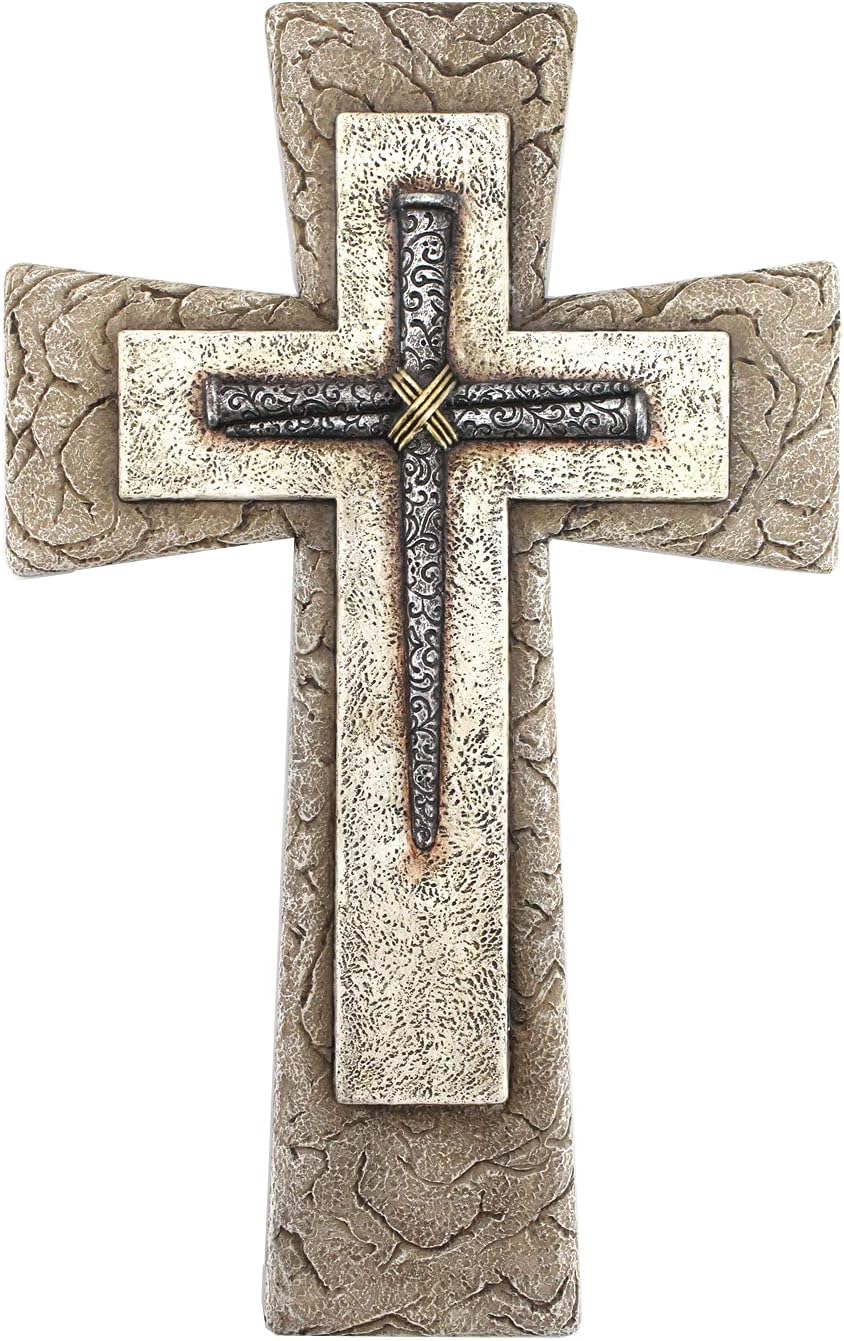 Comfy Hour Faith and Hope Wall Cross Faux Stone