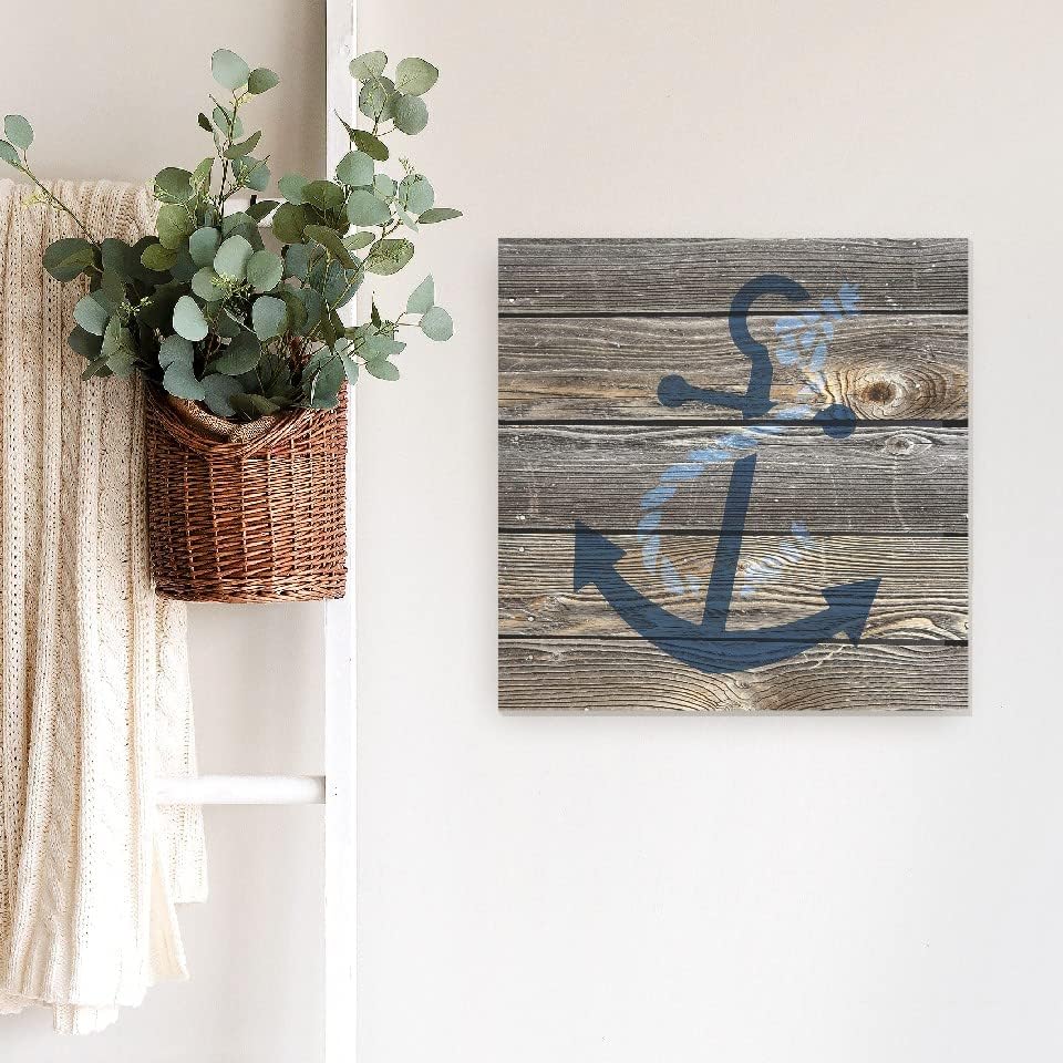 Rustic Nautical Anchor Wall Decor Sign 12x12