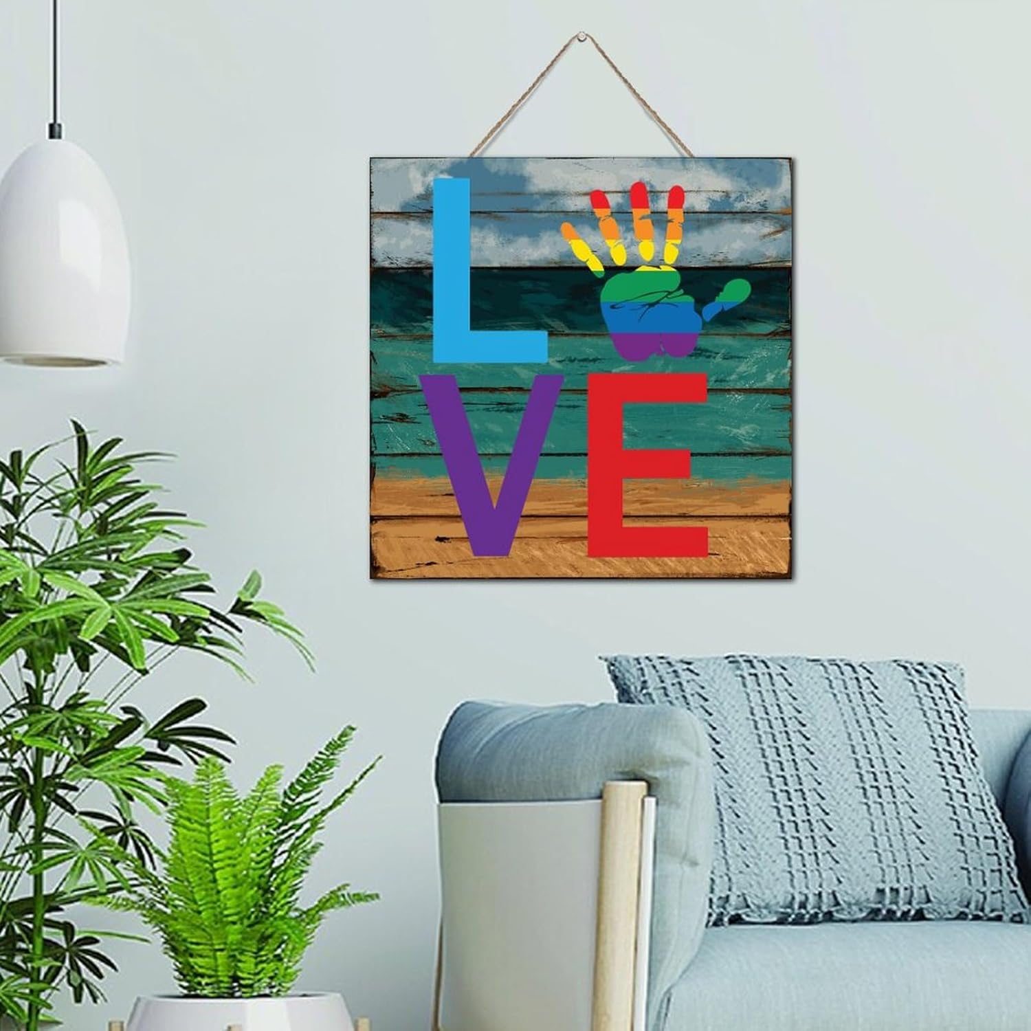 Love Is Love 12x12 Inch Wooden Wall Sign Modern Decor