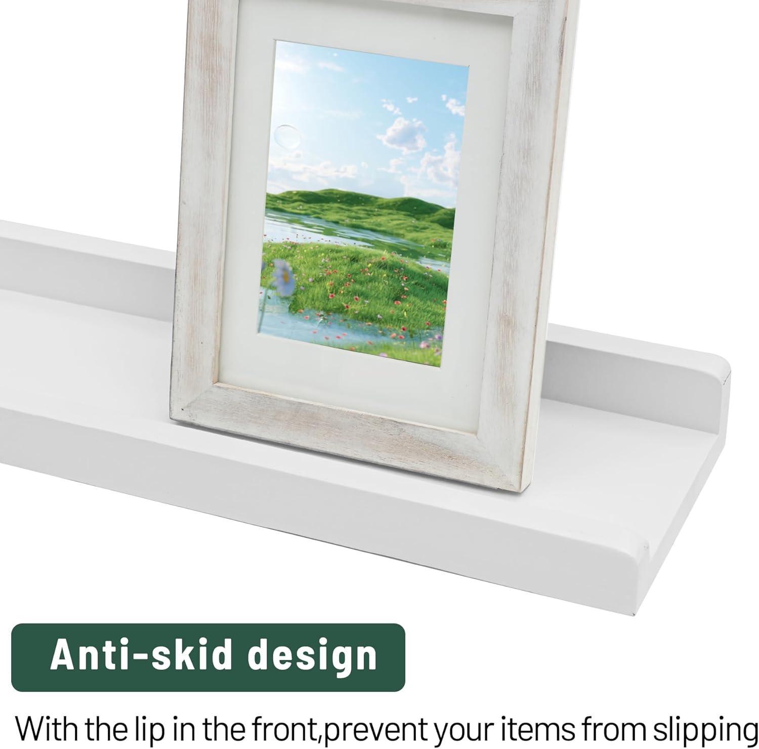 Rustic White Floating Shelves Set of 4 for Wall Display