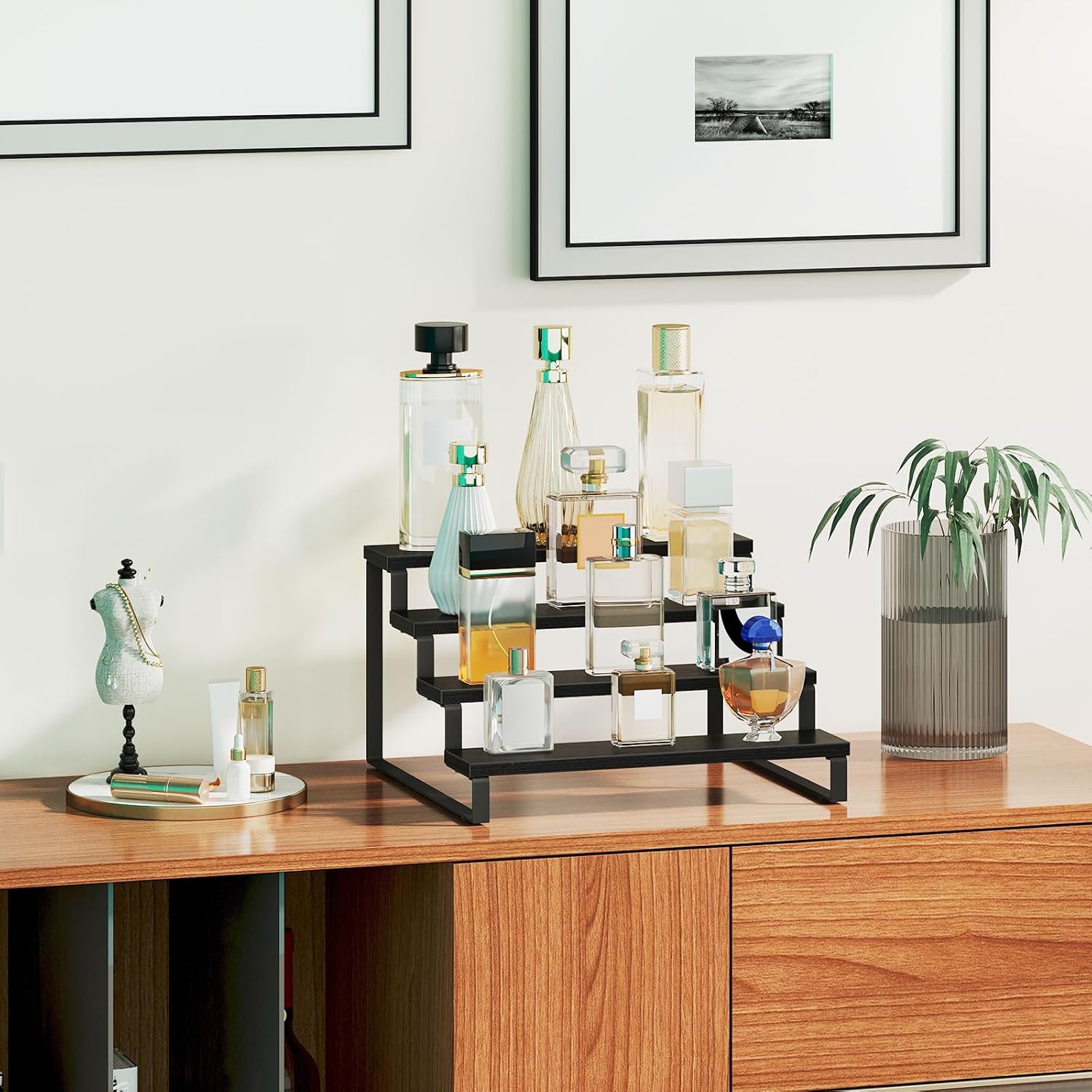 Giikin 4 Tier Wooden Display Stand Black