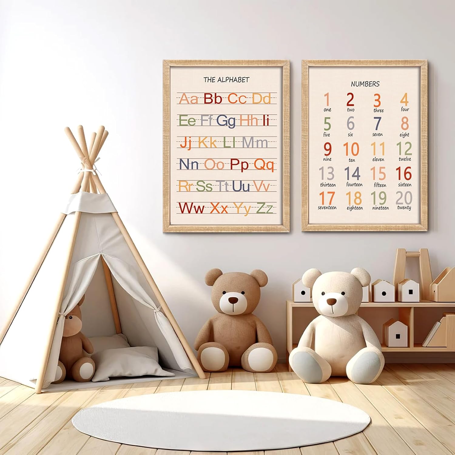 Cute Alphabet Numbers Framed Wall Art Set of 2 1